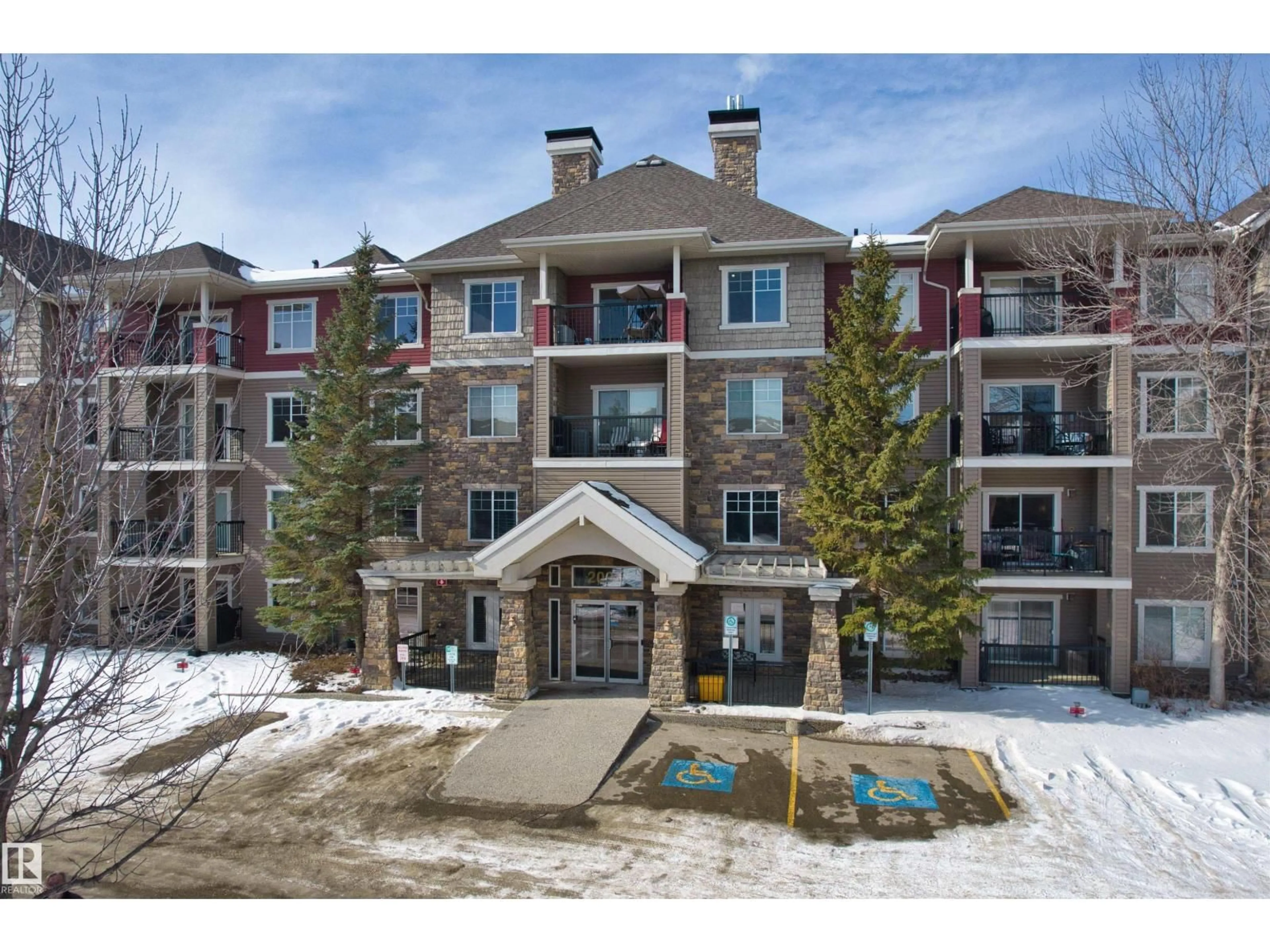 A pic from outside/outdoor area/front of a property/back of a property/a pic from drone, mountain view for #215 - 2098 BLACKMUD CREEK DR, Edmonton Alberta T6W1T7