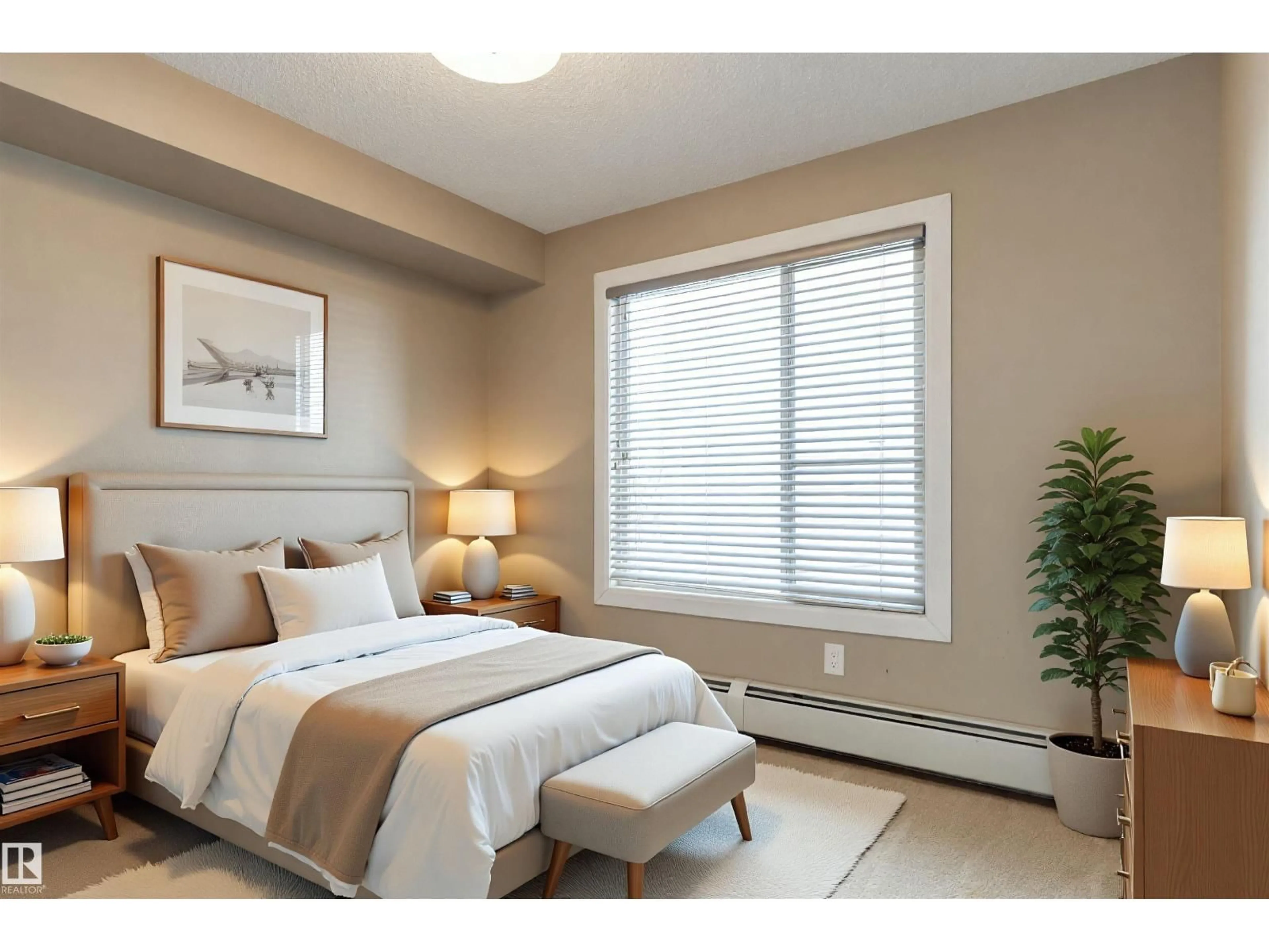 Bedroom with bed, wood/laminate floor for #204 - 3715 WHITELAW LN, Edmonton Alberta T6W2C3