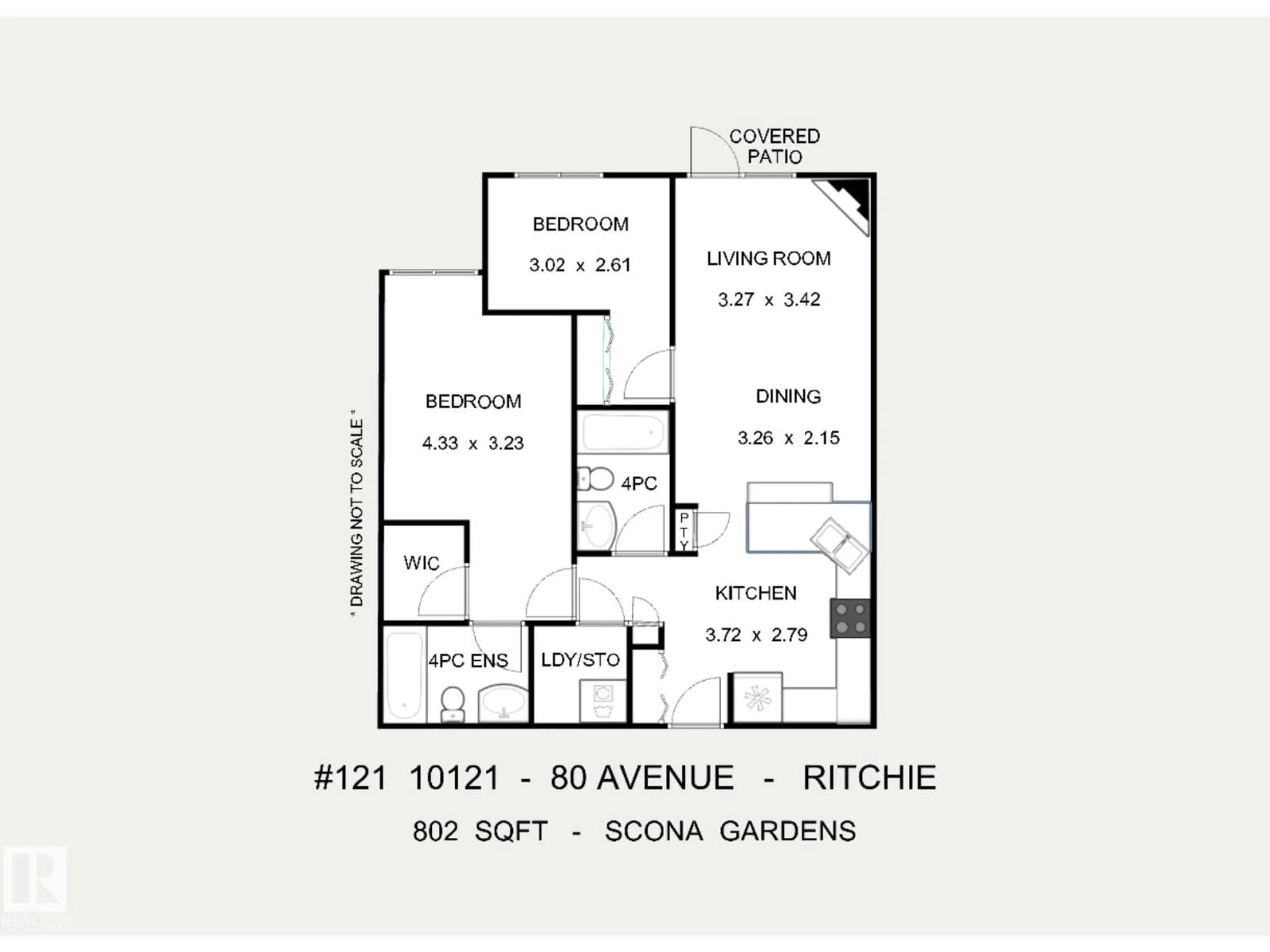 Floor plan for 121 10121 80 AV, Edmonton Alberta T6E0B9