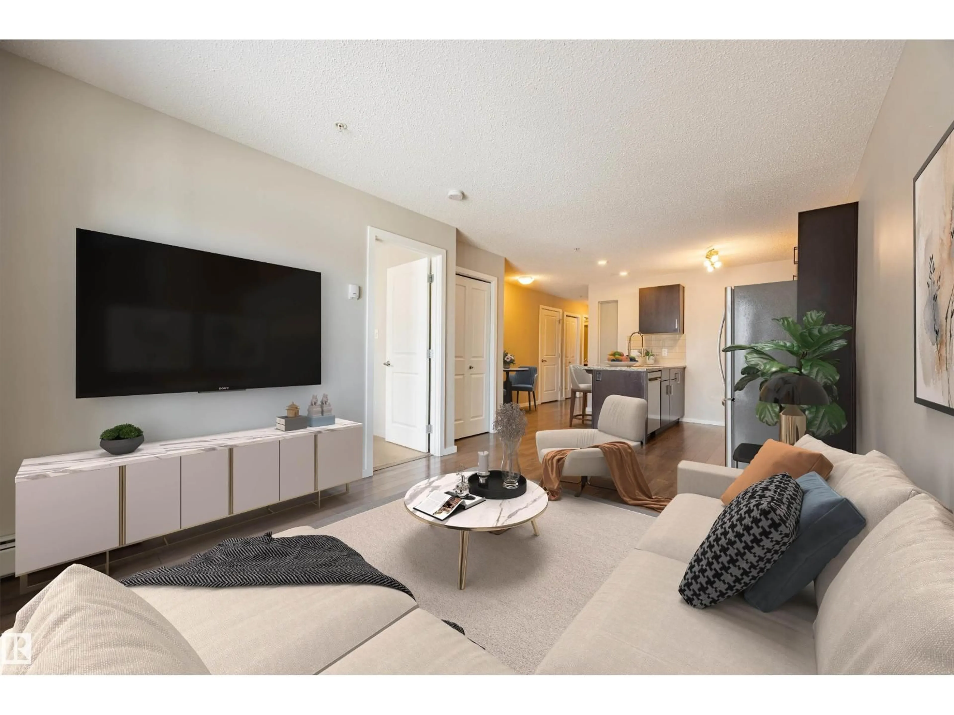 Living room with furniture, unknown for 142 - 210 EBBERS BV, Edmonton Alberta T5Y3W2