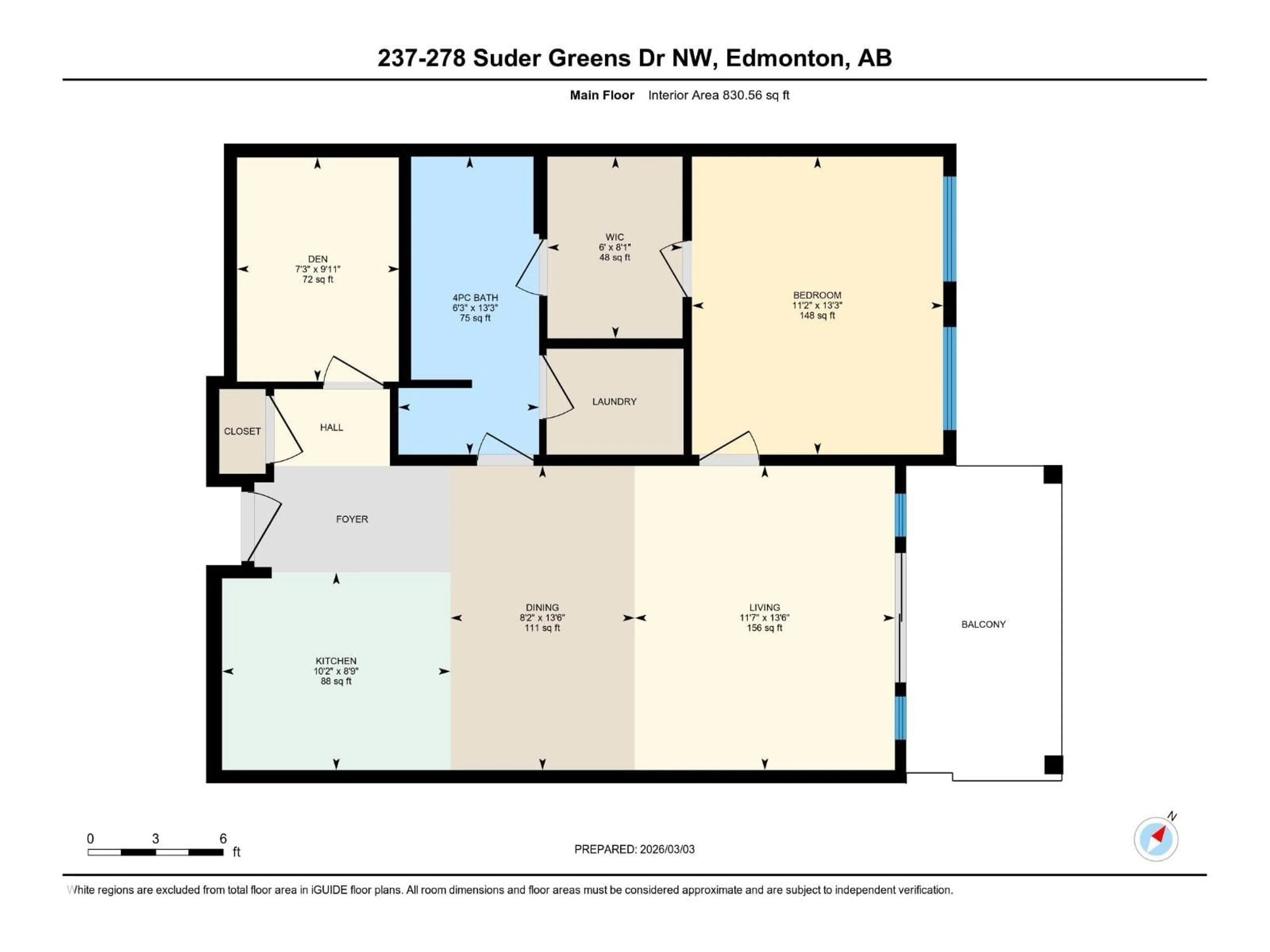 Floor plan for 278 - 237 SUDER GREENS DR, Edmonton Alberta T5T6V6