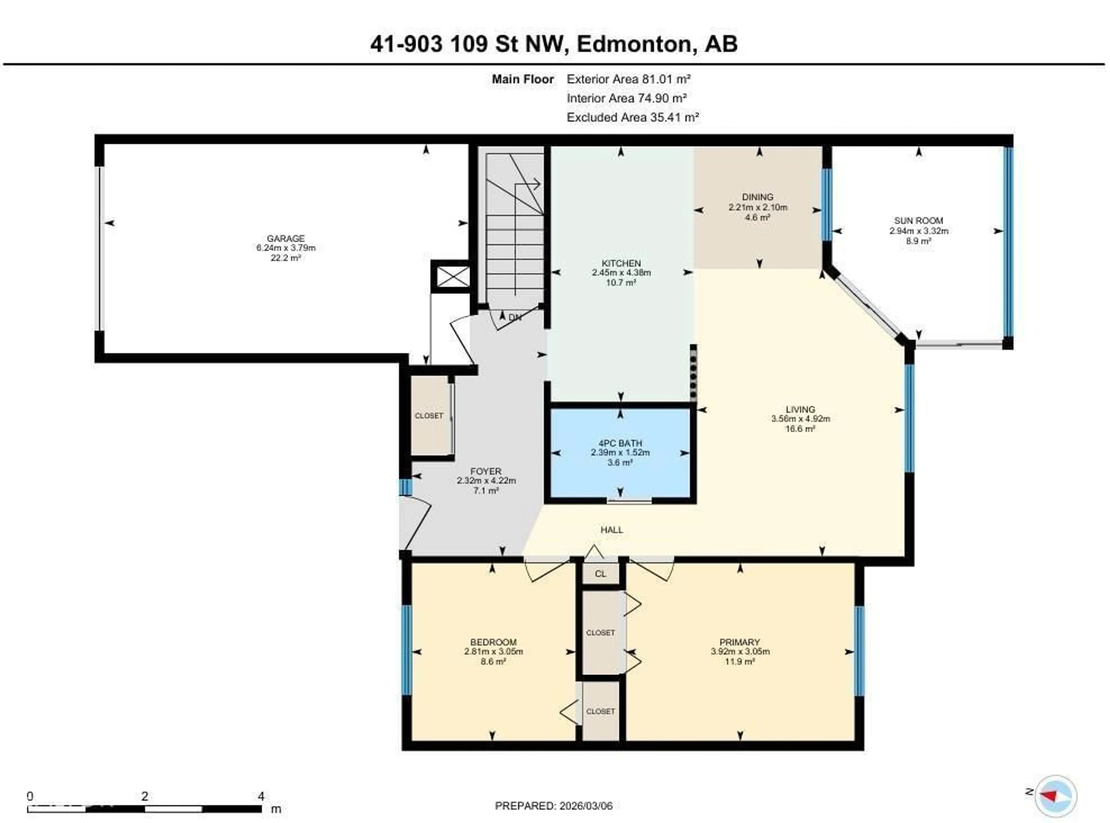 Floor plan for #41 - 903 109 ST, Edmonton Alberta T6J6R1