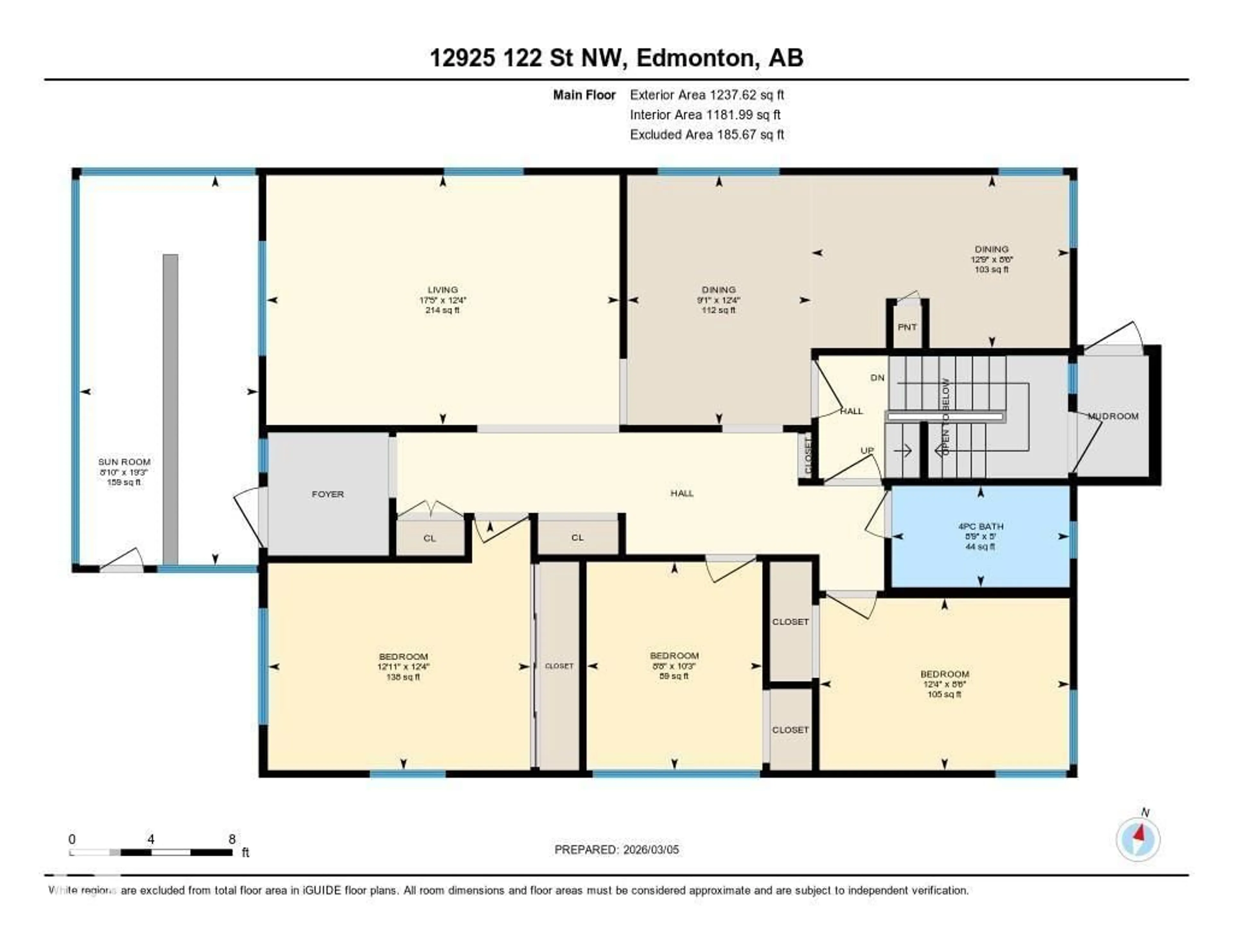 Floor plan for NW - 12925 122 ST, Edmonton Alberta T5L0E8