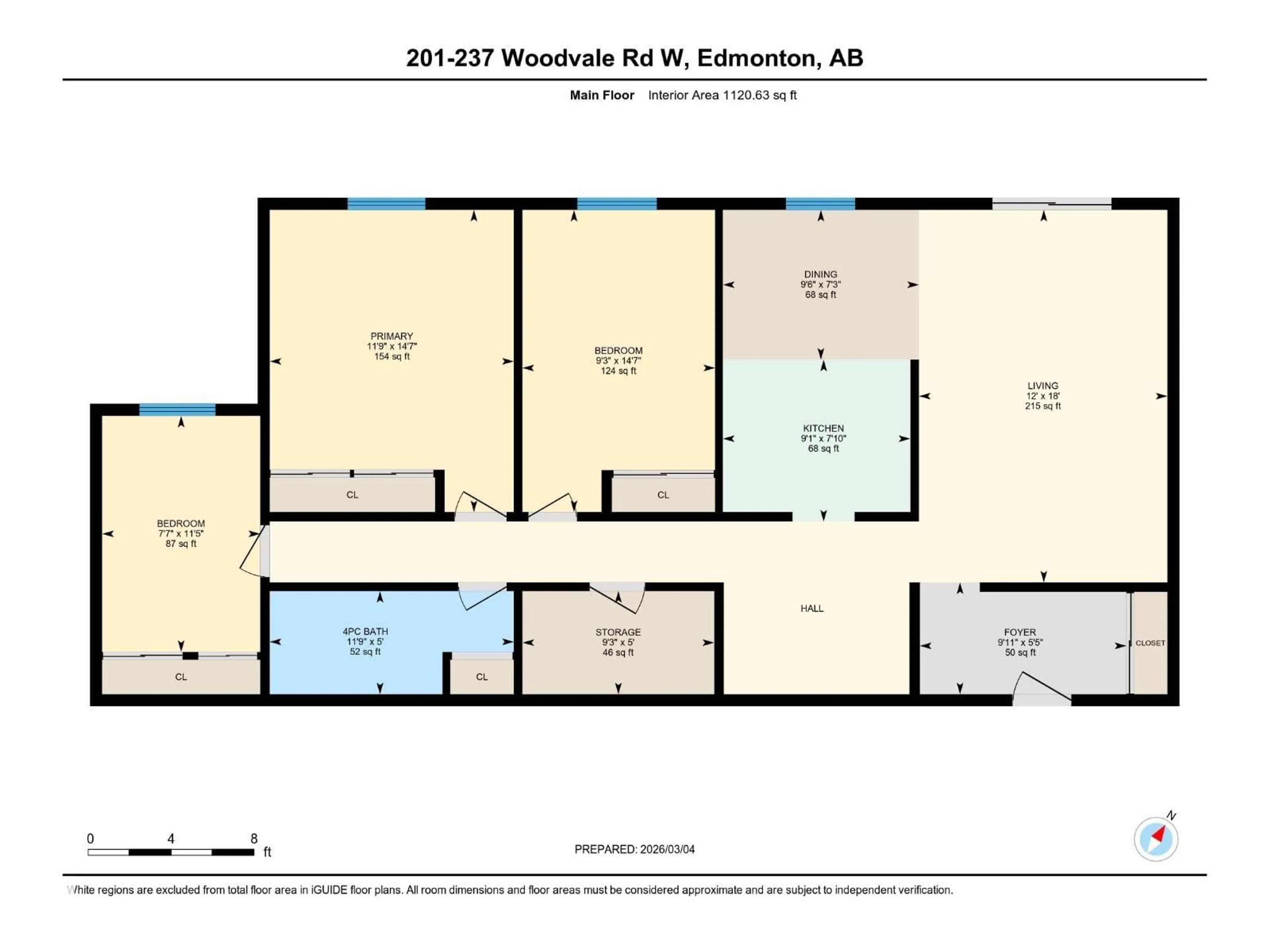 Floor plan for 237 - 201 WOODVALE RD W, Edmonton Alberta T6L1E5
