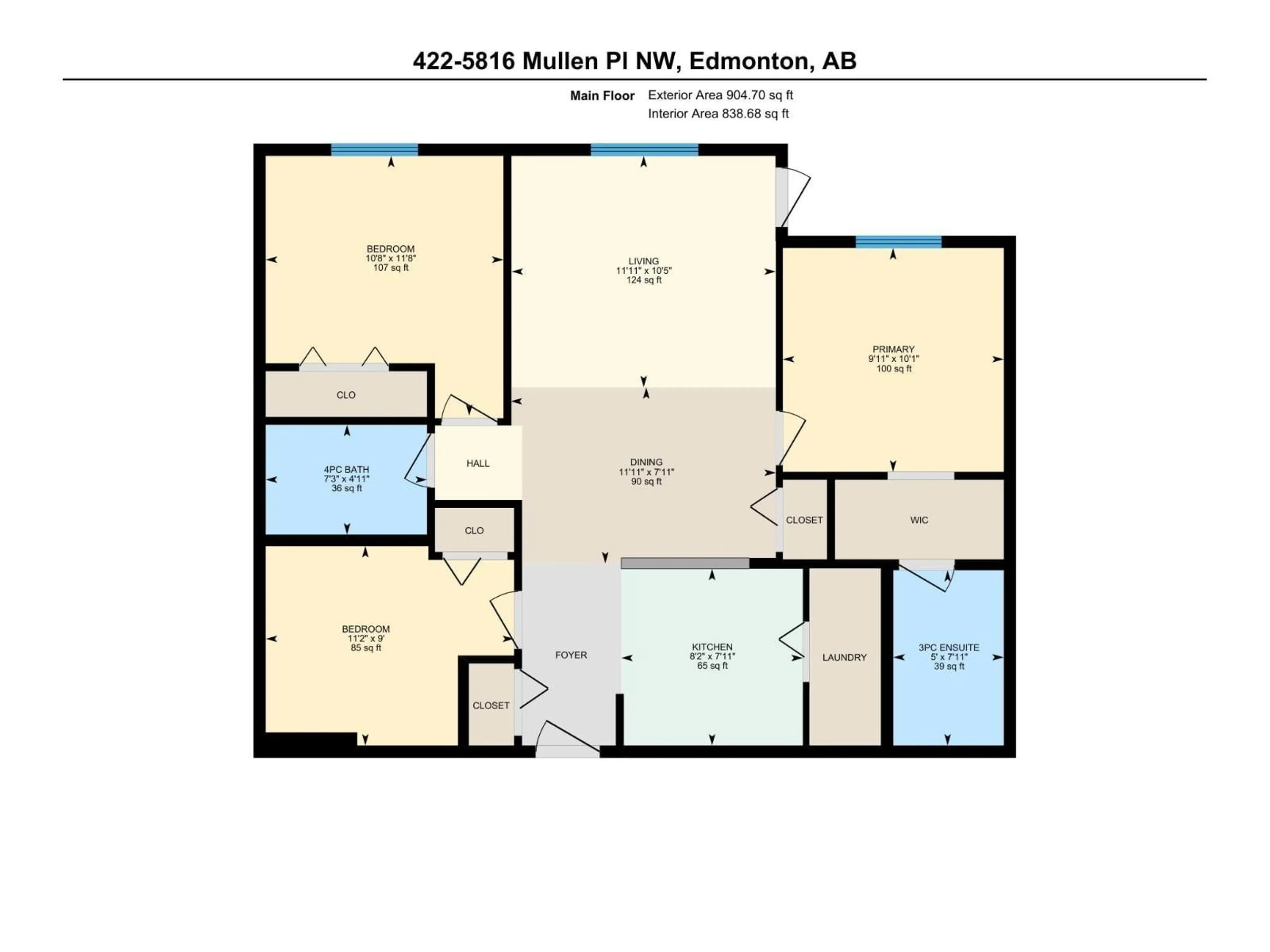 Floor plan for #422 - 5816 MULLEN PL, Edmonton Alberta T6R0W3