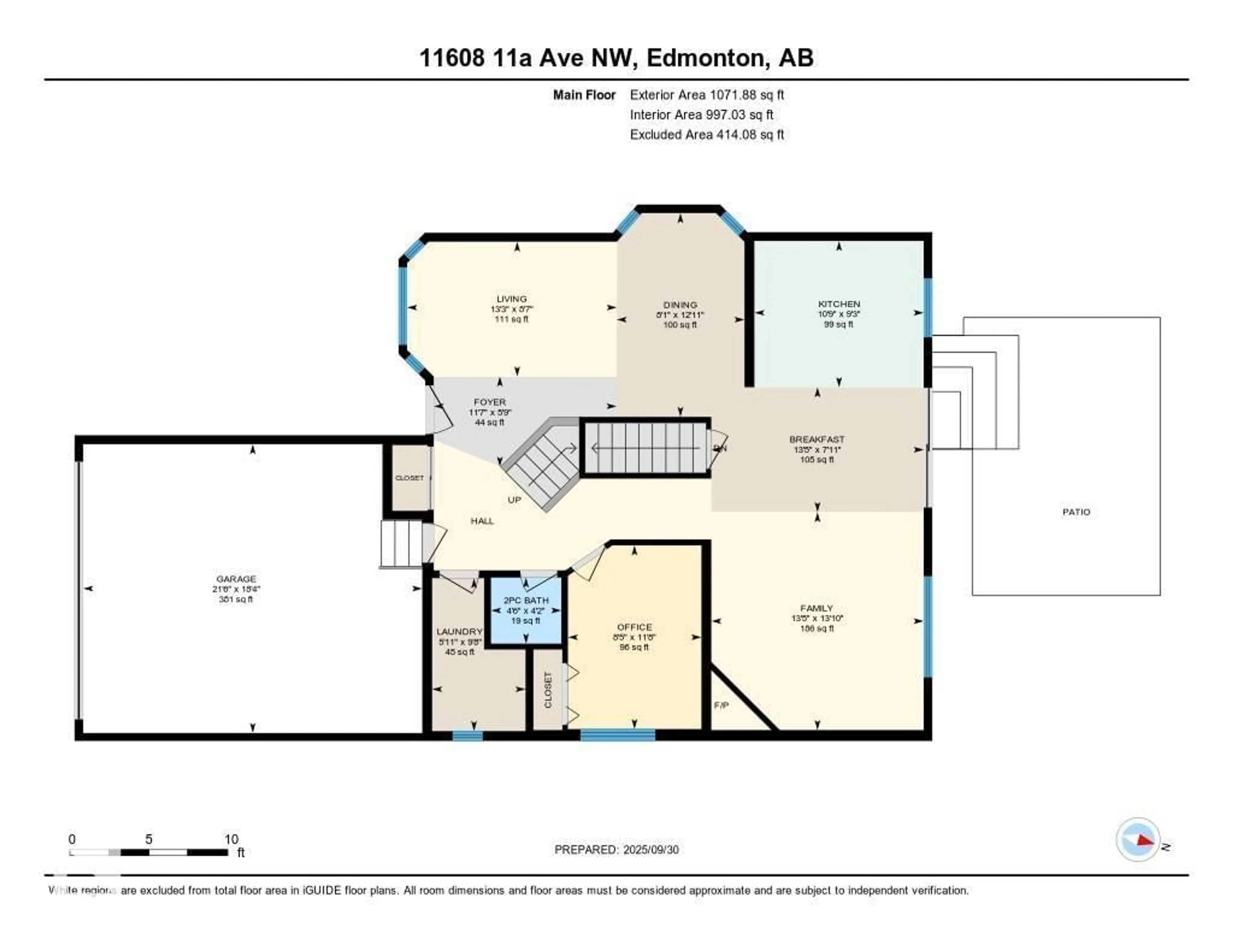 Floor plan for 11608 11A AV, Edmonton Alberta T6J6Y7