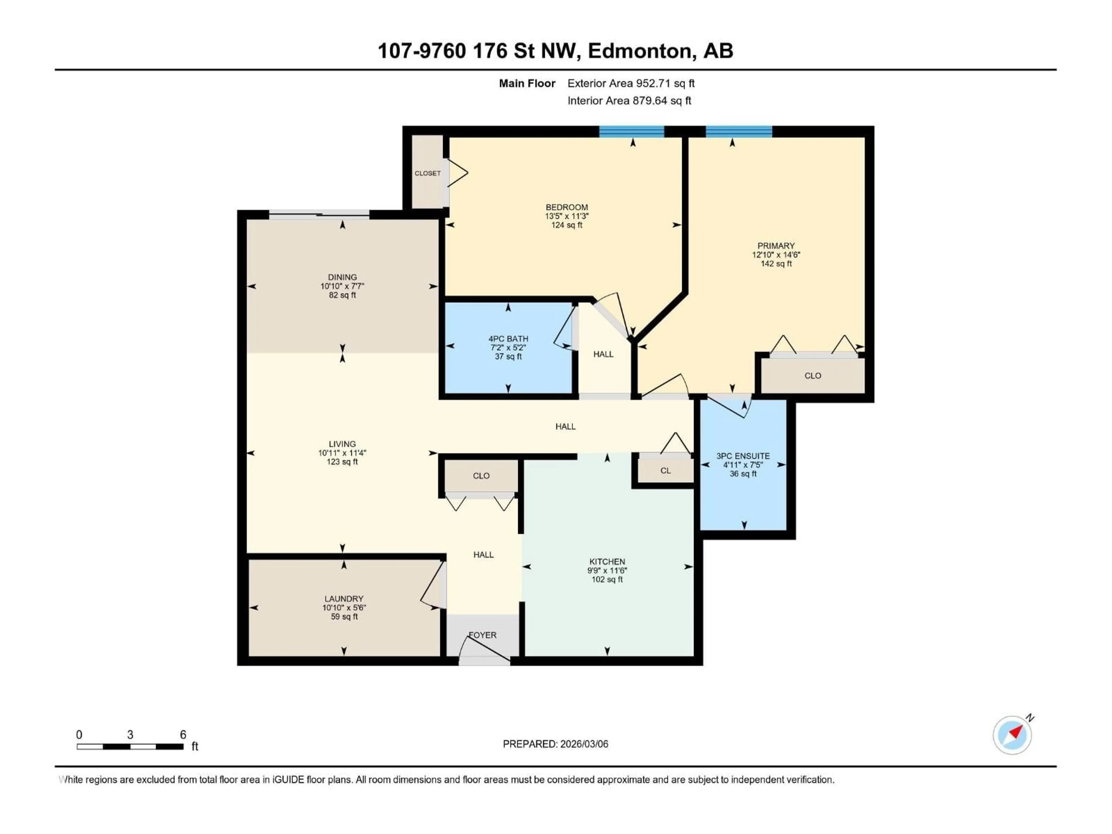 Floor plan for #107 - 9760 176 ST, Edmonton Alberta T5T5Z5