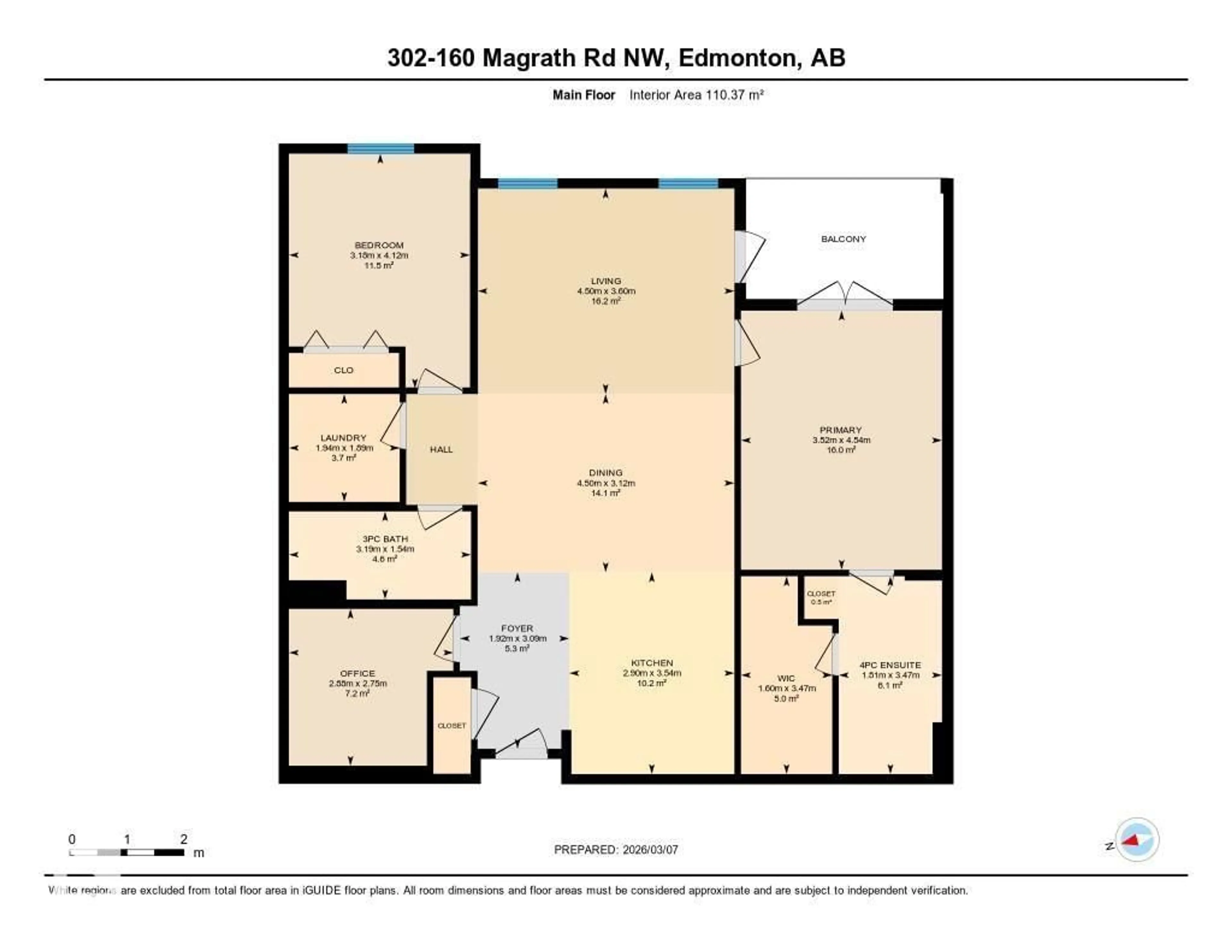 Floor plan for #302 - 160 MAGRATH RD, Edmonton Alberta T6R3T7
