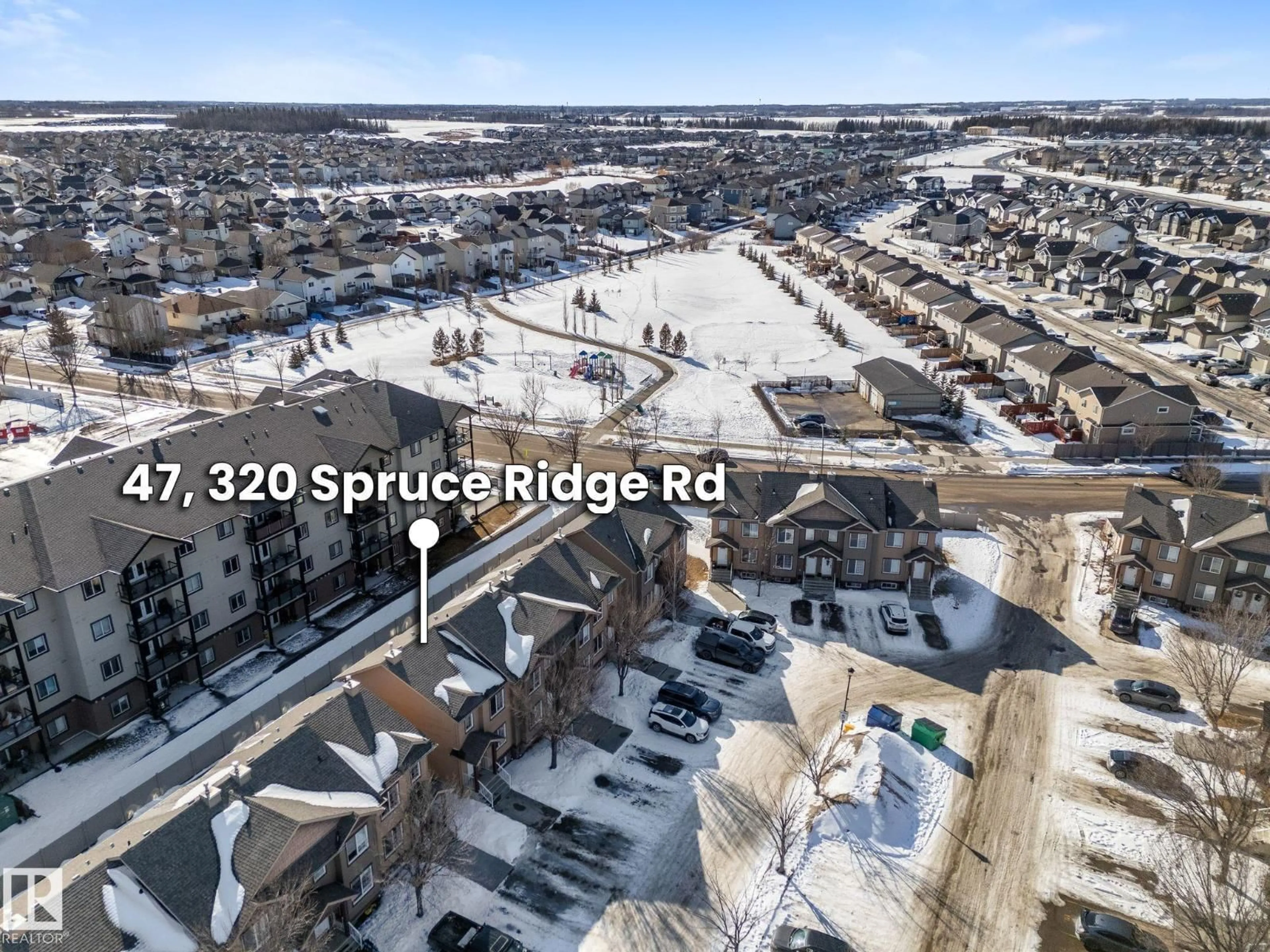 A pic from outside/outdoor area/front of a property/back of a property/a pic from drone, street for #47 - 320 SPRUCERIDGE RD, Spruce Grove Alberta T7X0H5