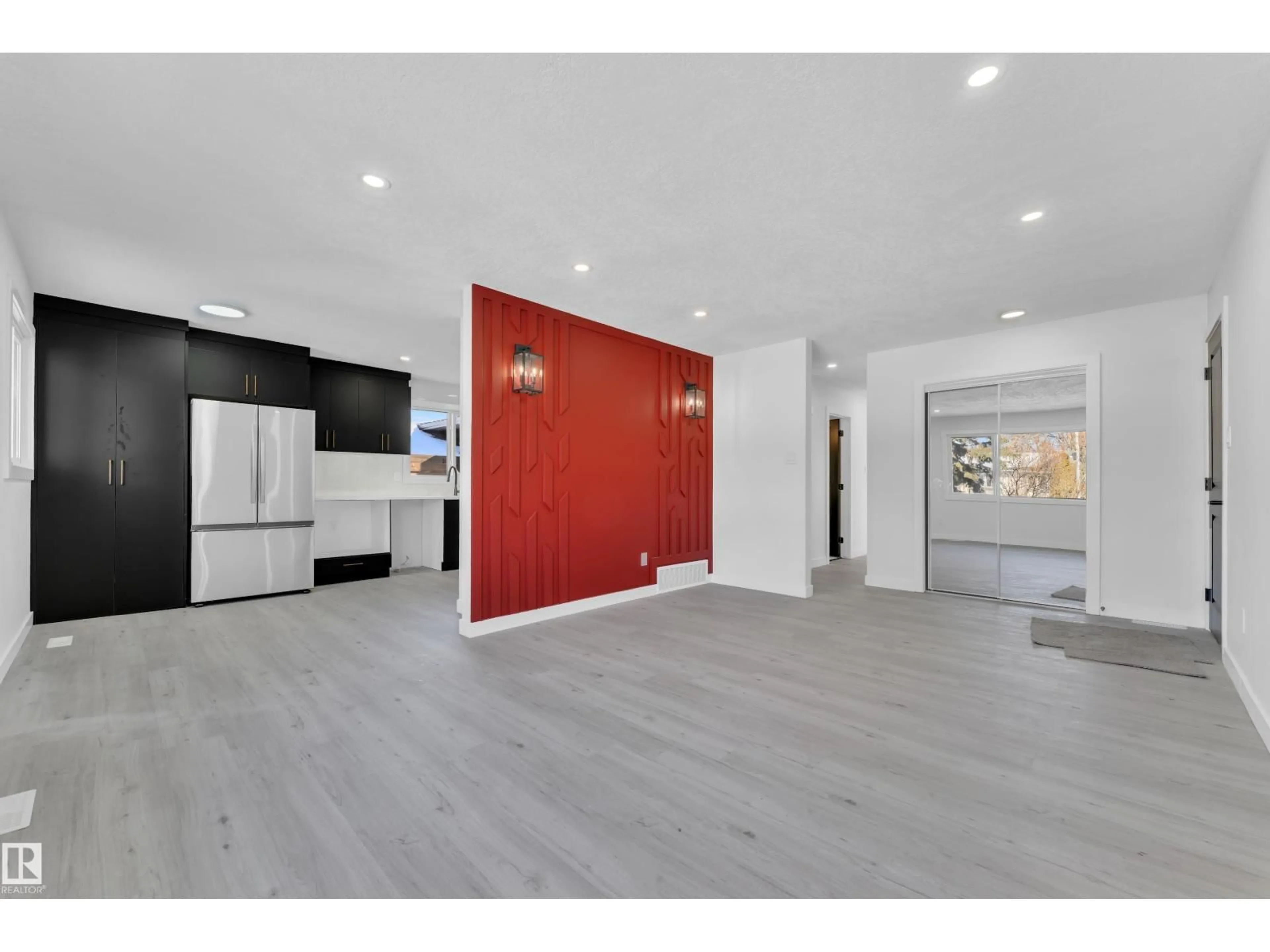 Open concept kitchen, wood/laminate floor for 8635 33 AV, Edmonton Alberta T6K2X9