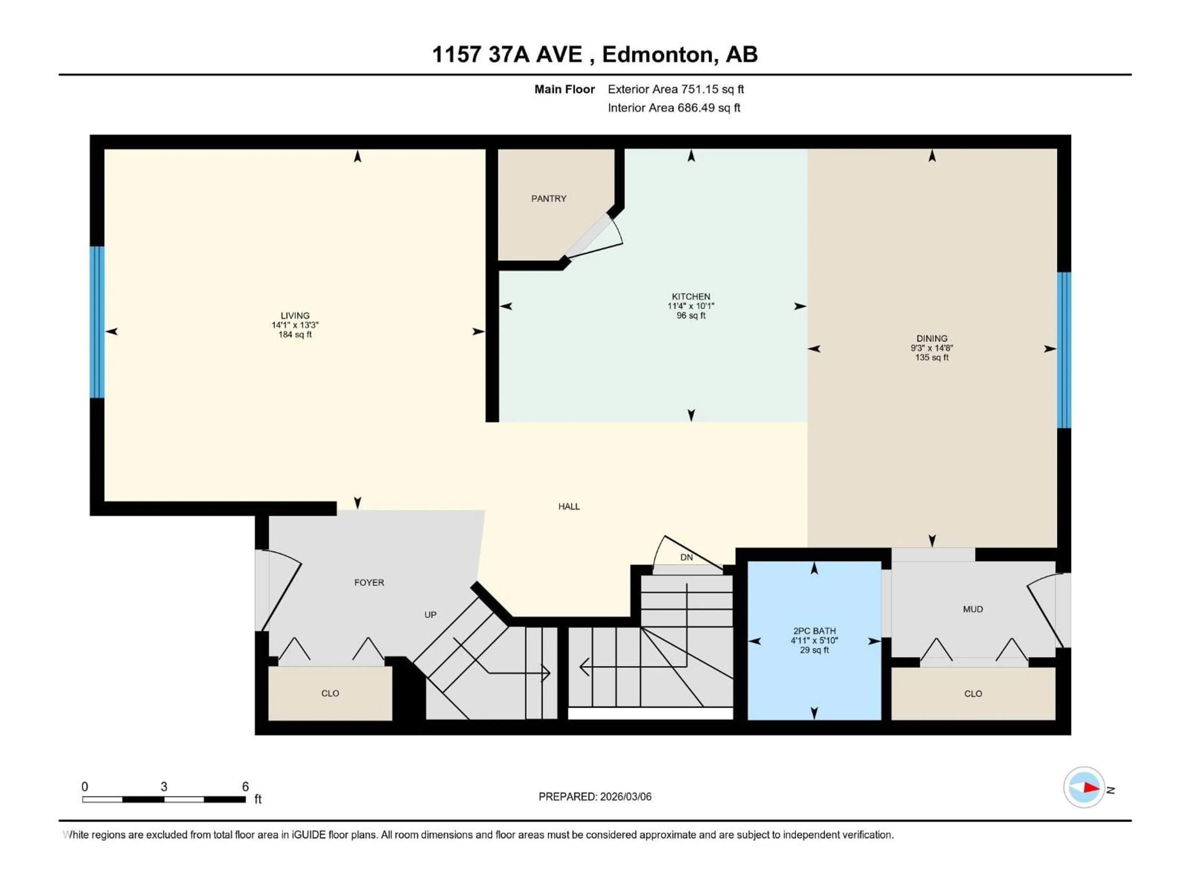 Floor plan for 1157 37 AV, Edmonton Alberta T6T0E8