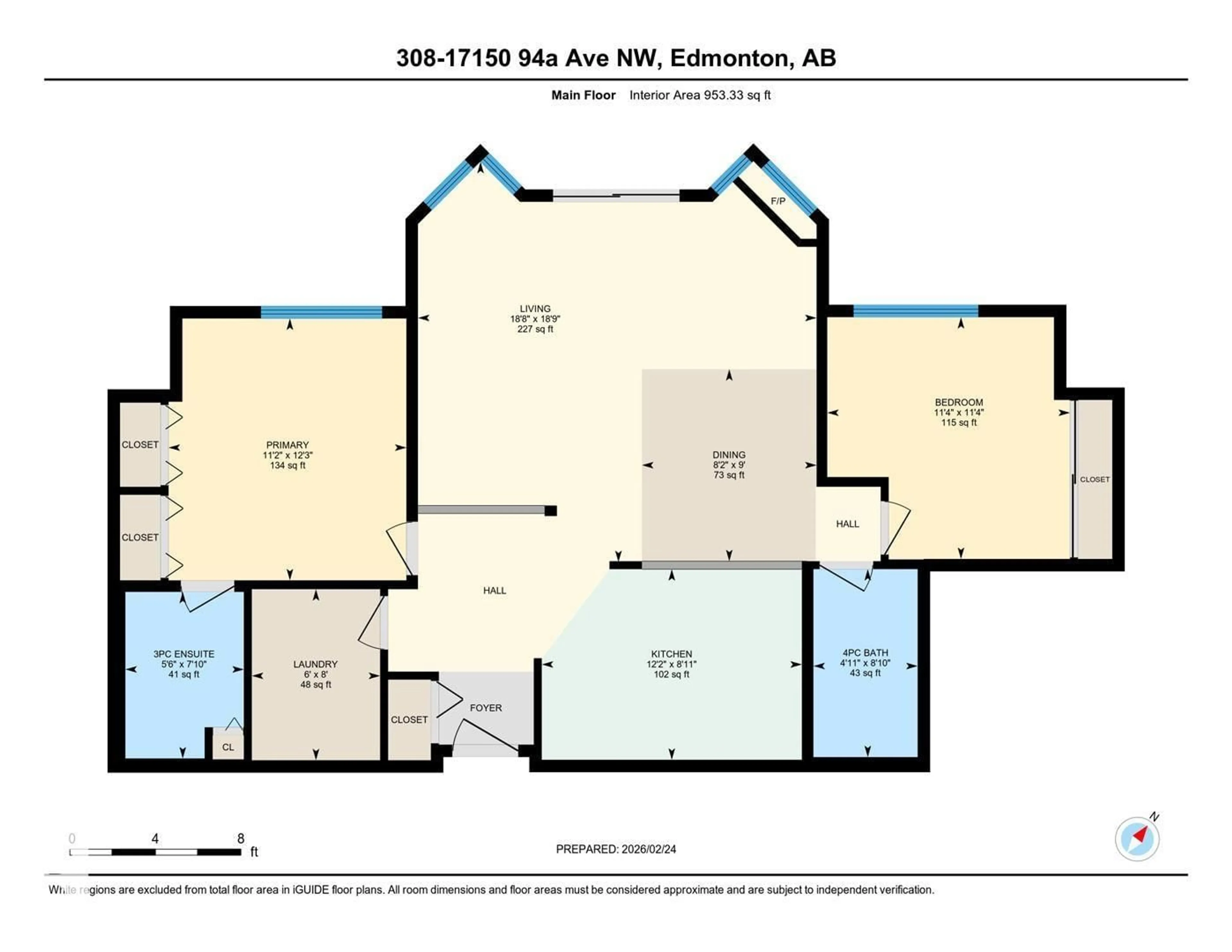 Floor plan for 308 - 17150 94A AV NW, Edmonton Alberta T5T6L7