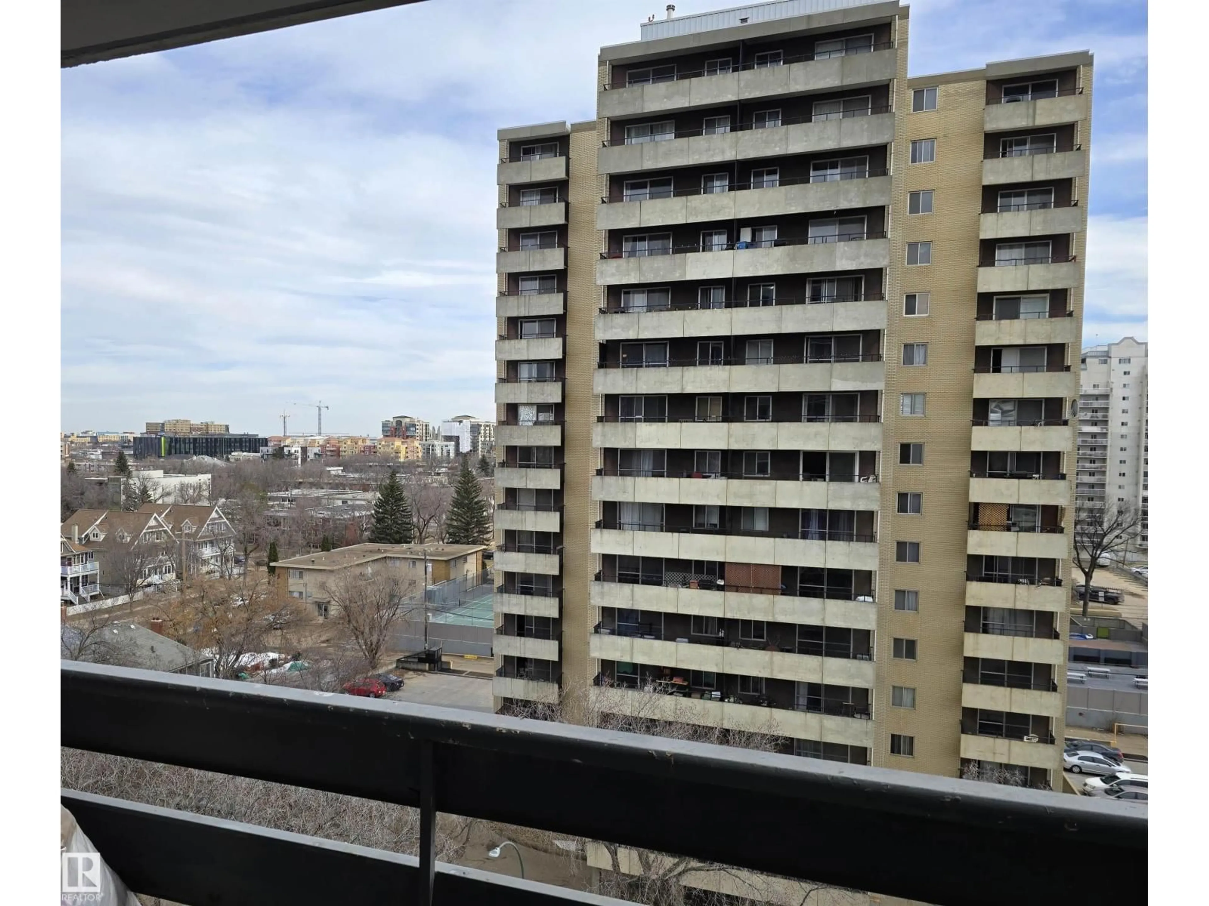 Balcony in the apartment, city buildings view from balcony for 10160 - 907 116 ST, Edmonton Alberta T5K1V9