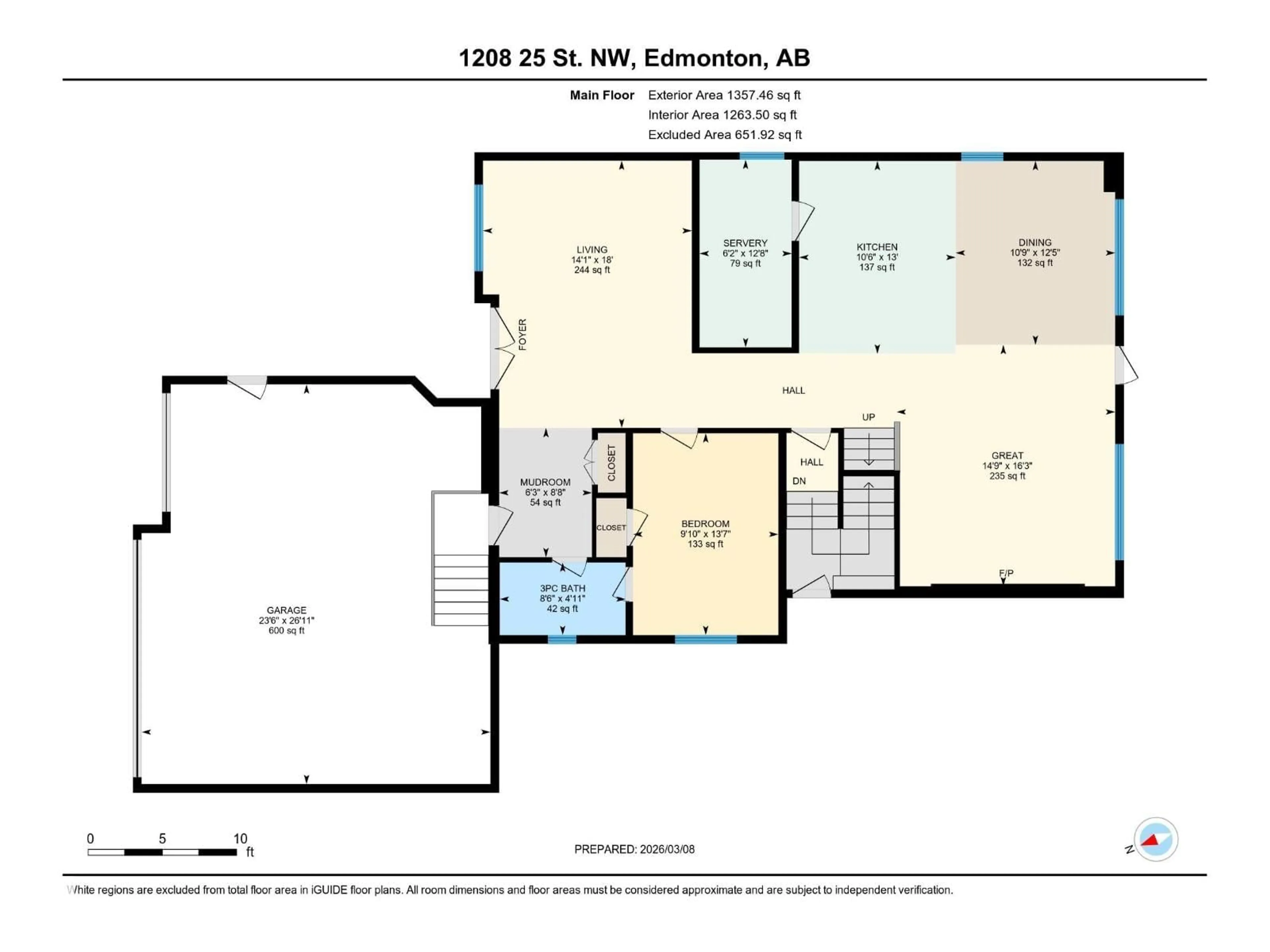 Floor plan for NW - 1208 25 ST, Edmonton Alberta T6T2J9