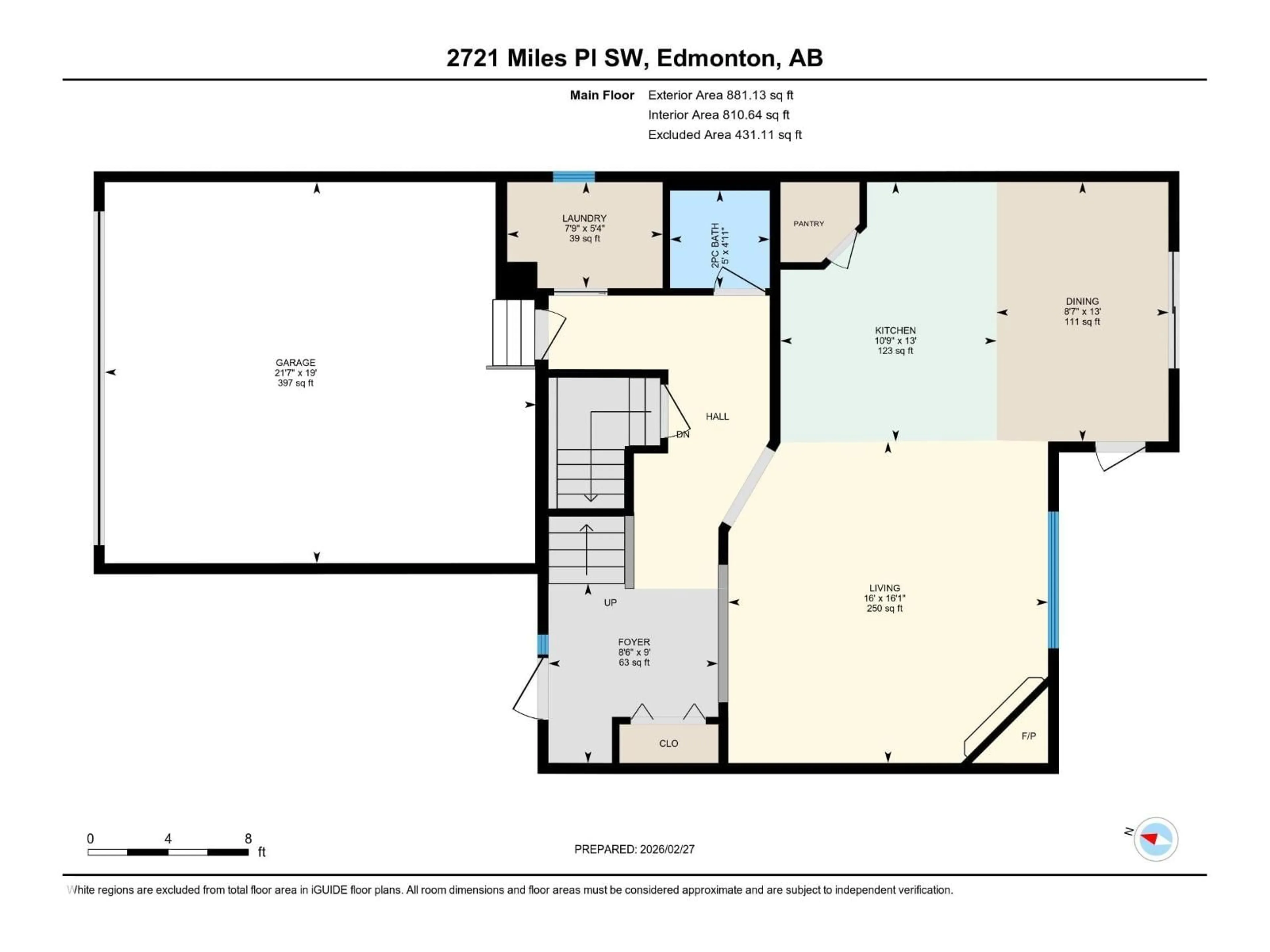 Floor plan for 2721 MILES PL, Edmonton Alberta T6W0B3
