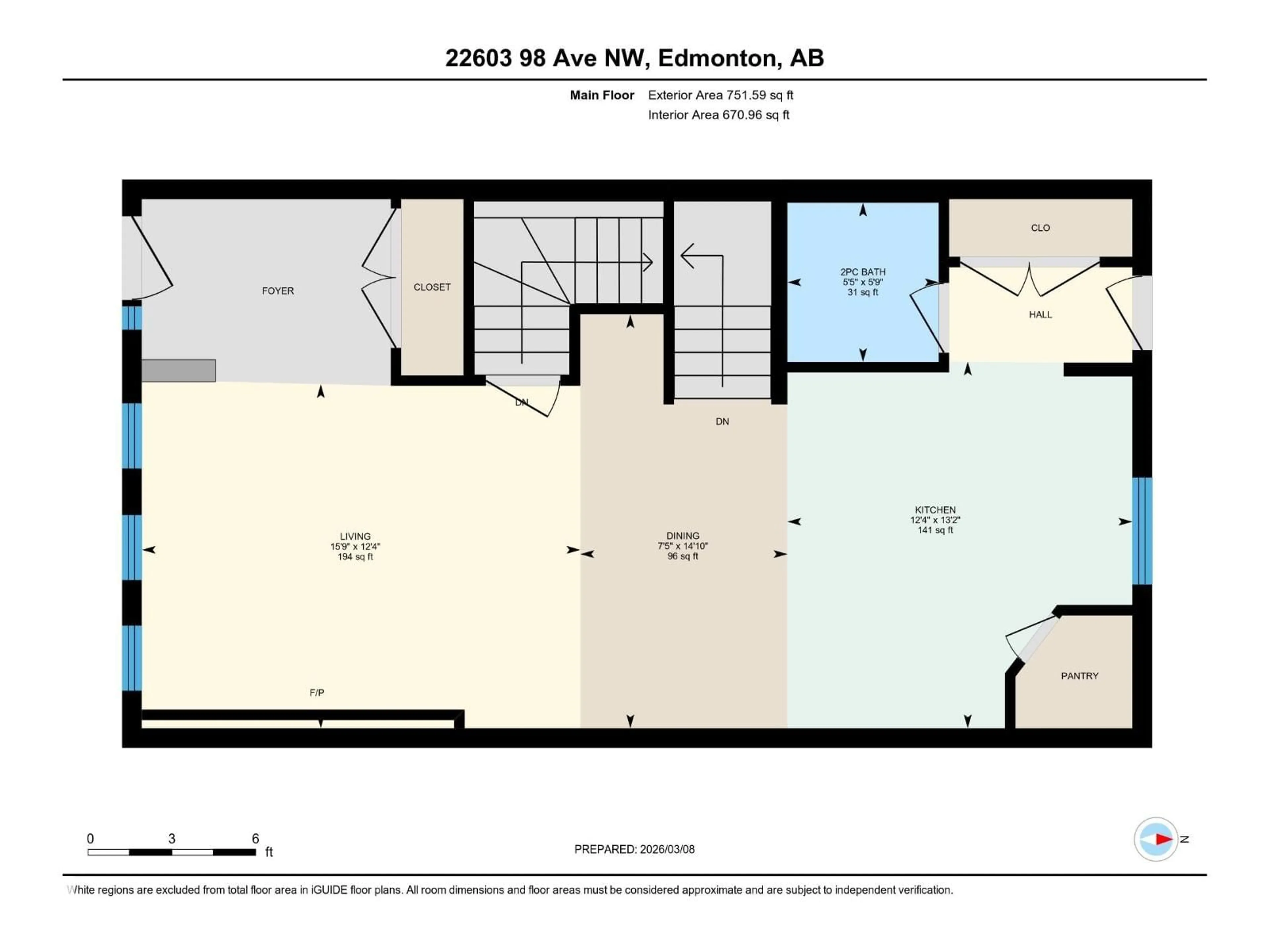 Floor plan for 22603 98 AV, Edmonton Alberta T5T7M4