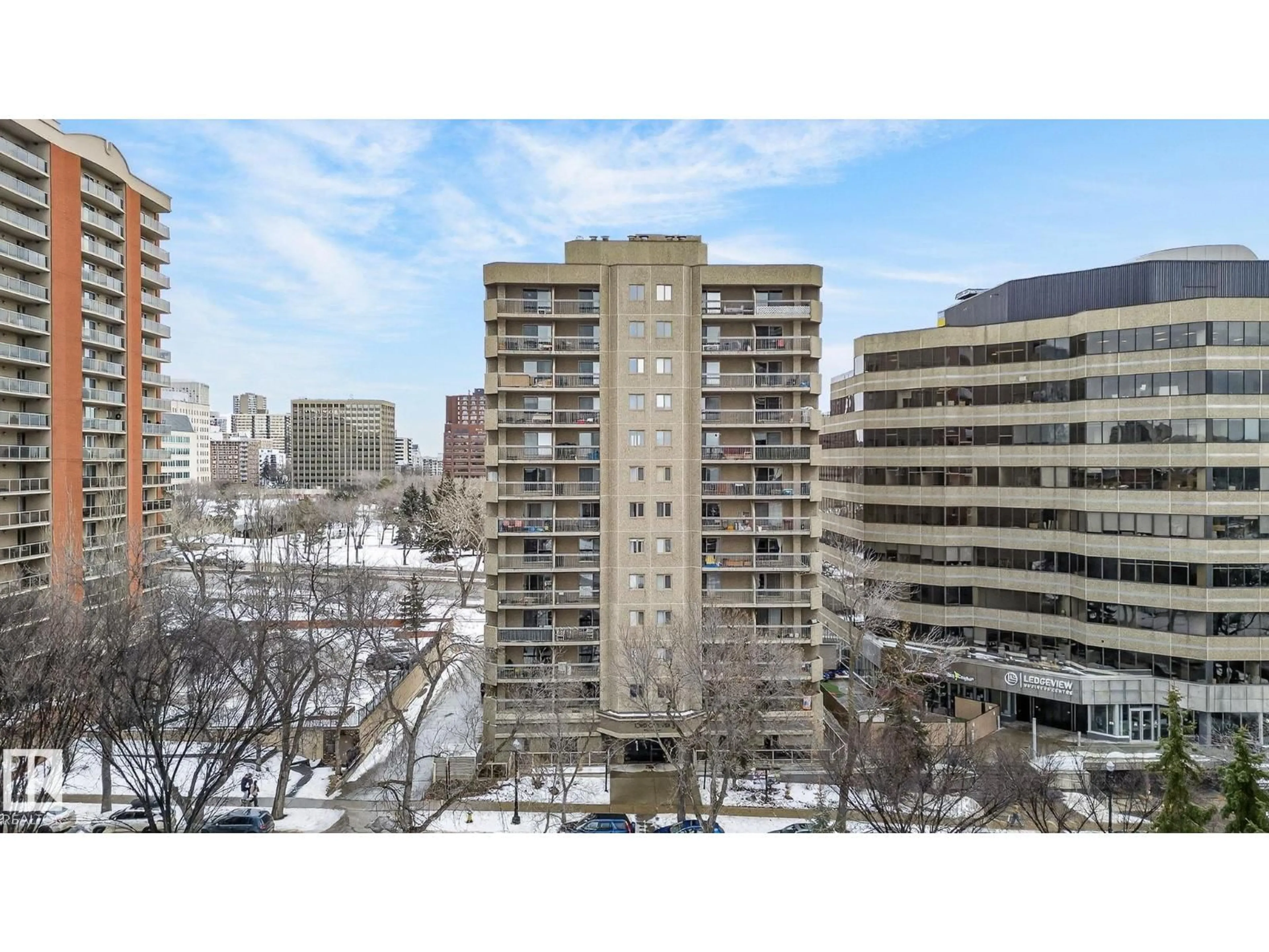 A pic from outside/outdoor area/front of a property/back of a property/a pic from drone, city buildings view from balcony for 1203 9715 ST NW, Edmonton Alberta T5K2M1