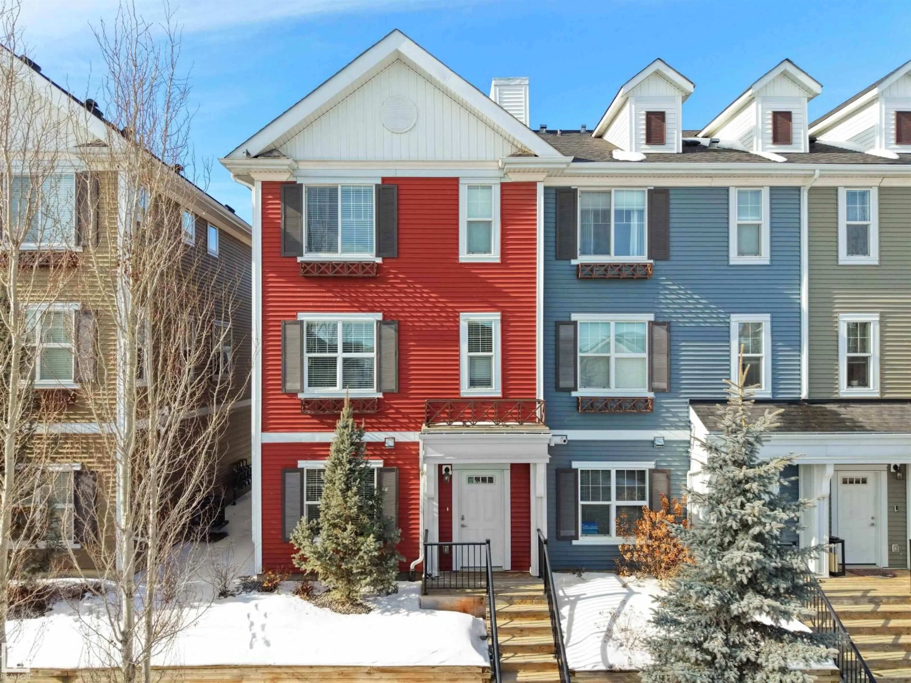 A pic from outside/outdoor area/front of a property/back of a property/a pic from drone, street for 62 - 2803 JAMES MOWATT TR, Edmonton Alberta T6W2P5