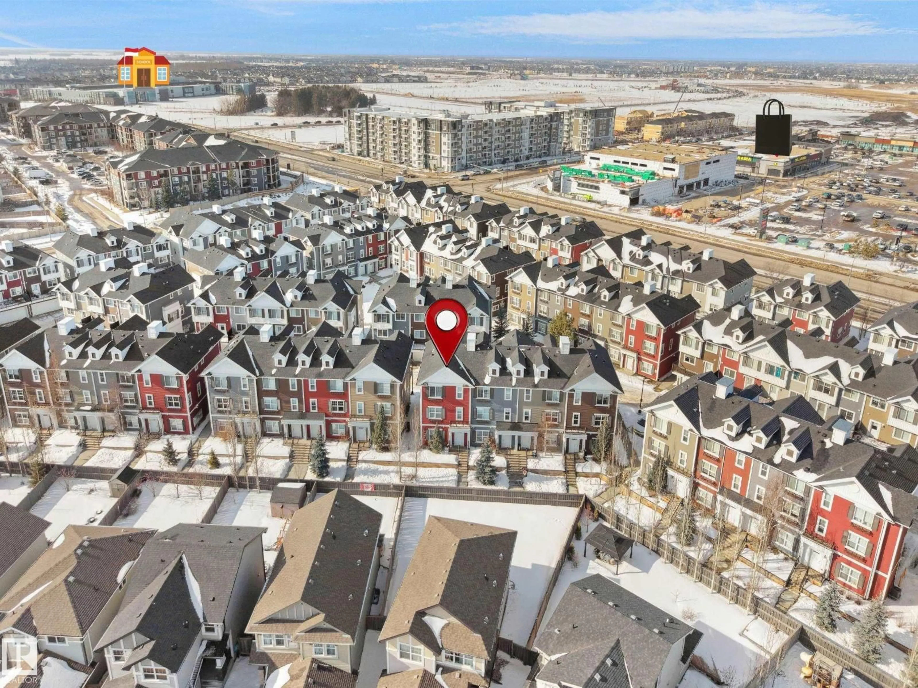 A pic from outside/outdoor area/front of a property/back of a property/a pic from drone, city buildings view from balcony for 62 - 2803 JAMES MOWATT TR, Edmonton Alberta T6W2P5