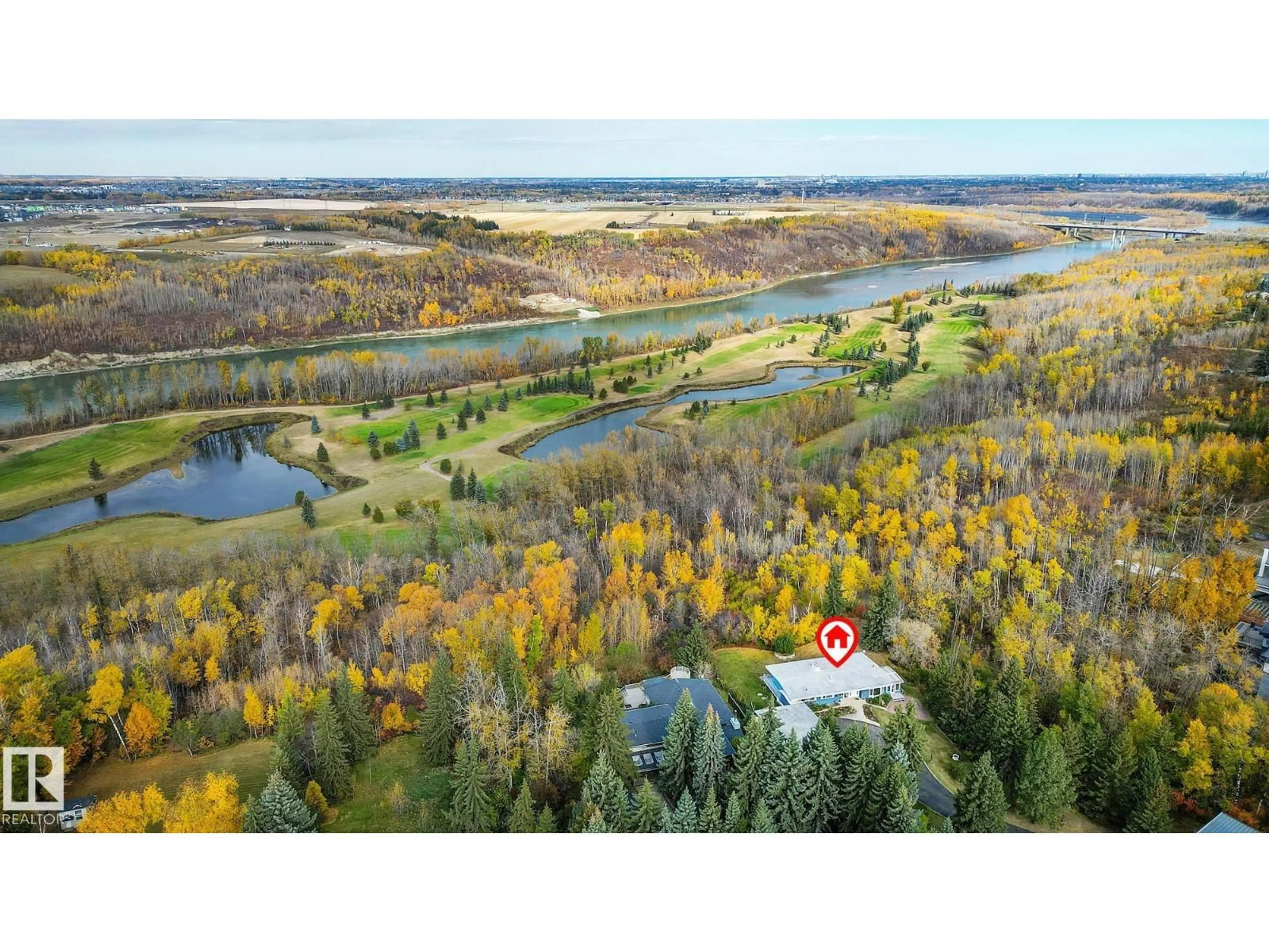 A pic from outside/outdoor area/front of a property/back of a property/a pic from drone, forest/trees view for 140 WINDERMERE DR, Edmonton Alberta T6W0S4