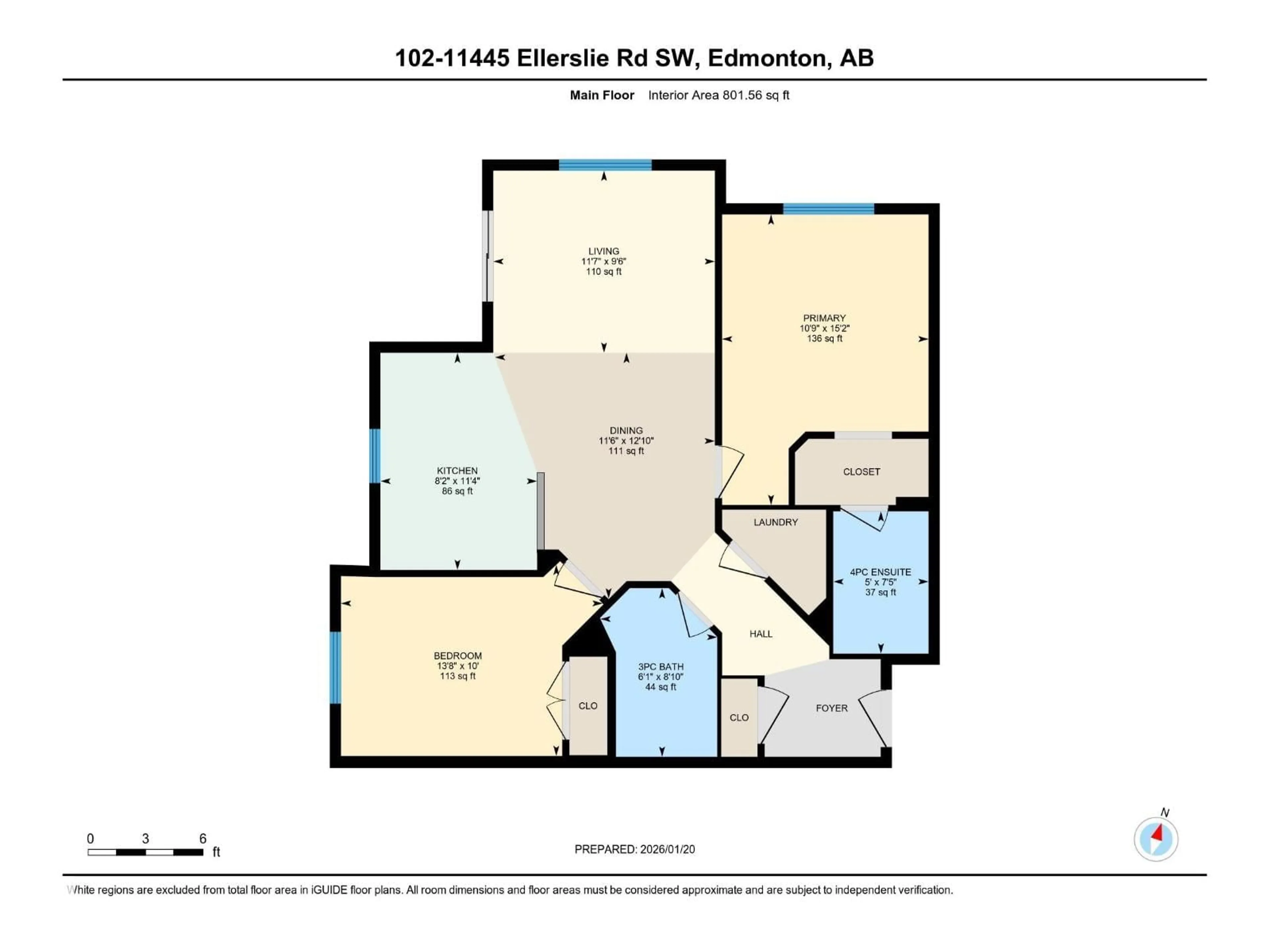 Floor plan for #102 - 11445 ELLERSLIE RD, Edmonton Alberta T5W1T1
