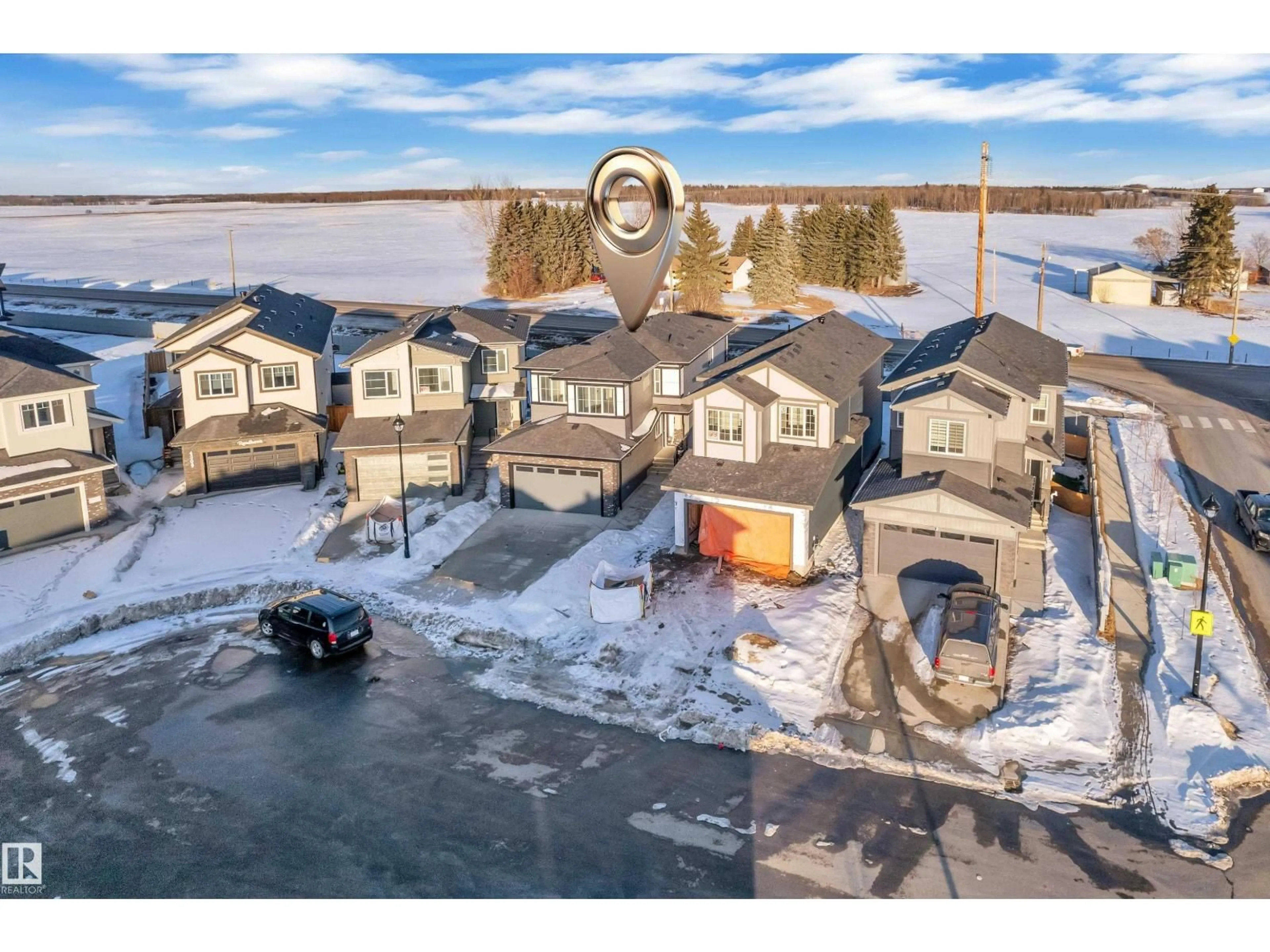 A pic from outside/outdoor area/front of a property/back of a property/a pic from drone, water/lake/river/ocean view for 4305 35 ST, Beaumont Alberta T4X3G6