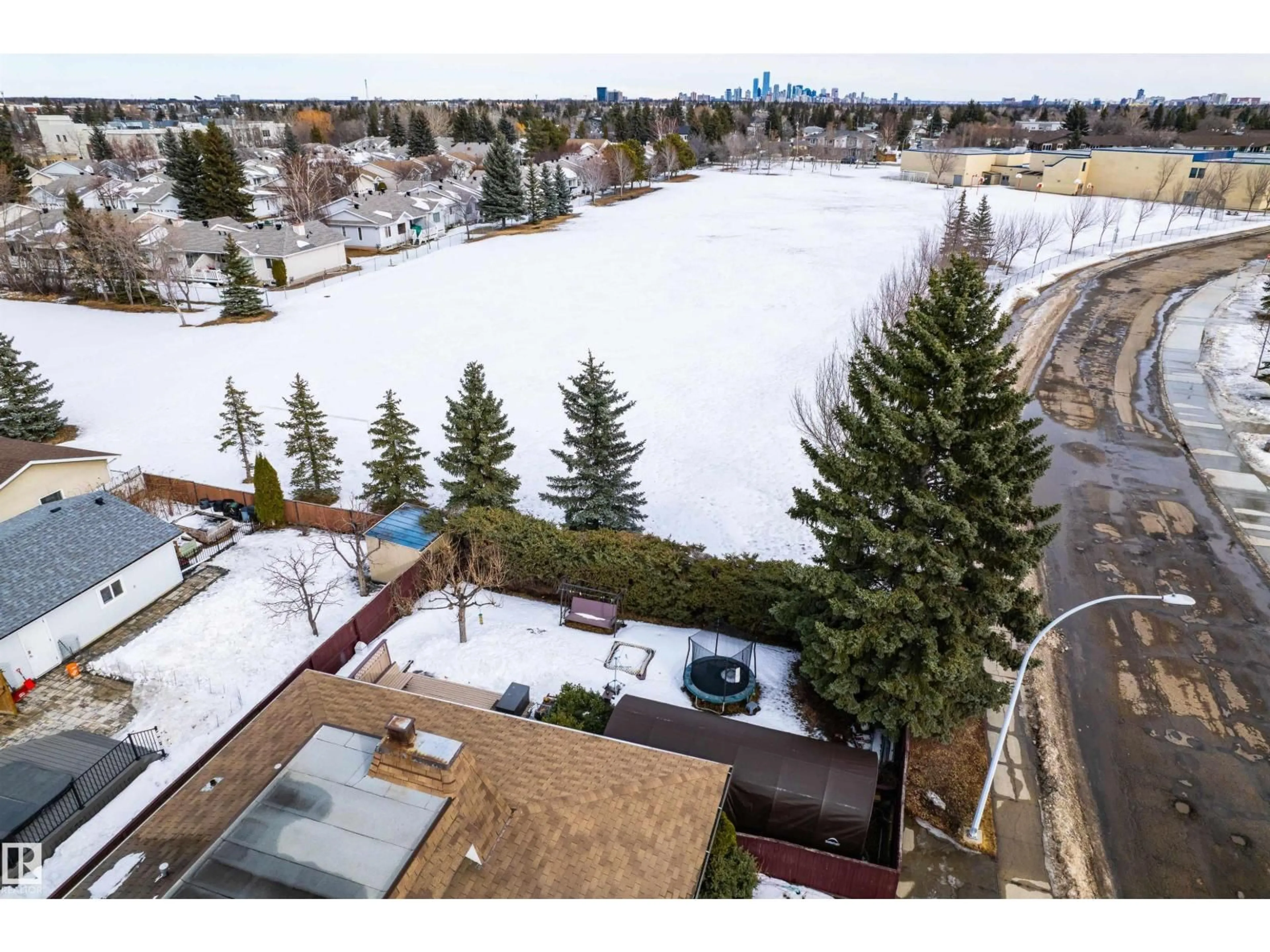 A pic from outside/outdoor area/front of a property/back of a property/a pic from drone, city buildings view from balcony for 16628 96 AV NW, Edmonton Alberta T5P0E1