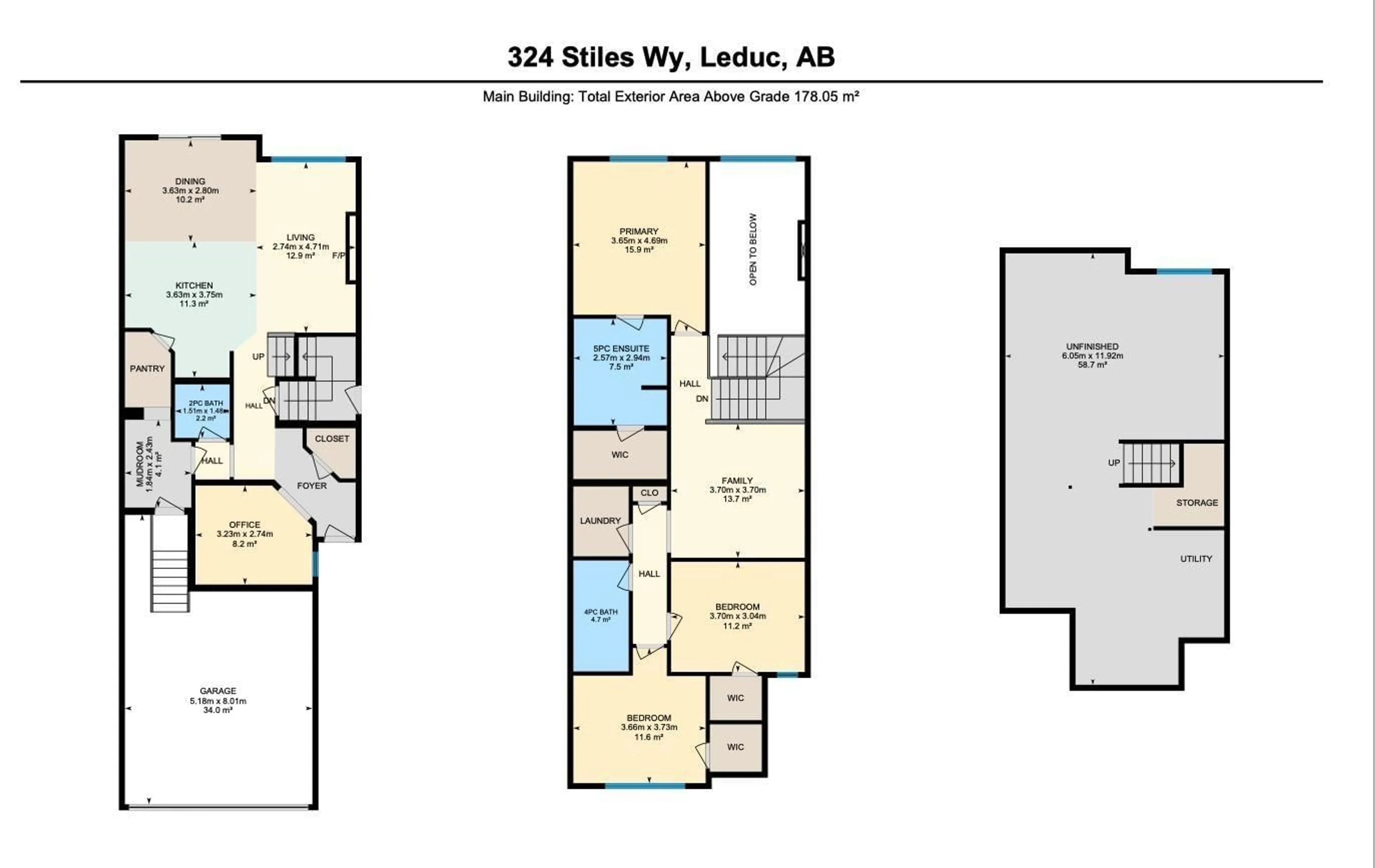 Floor plan for 324 STILES WY, Leduc Alberta T9E1V4