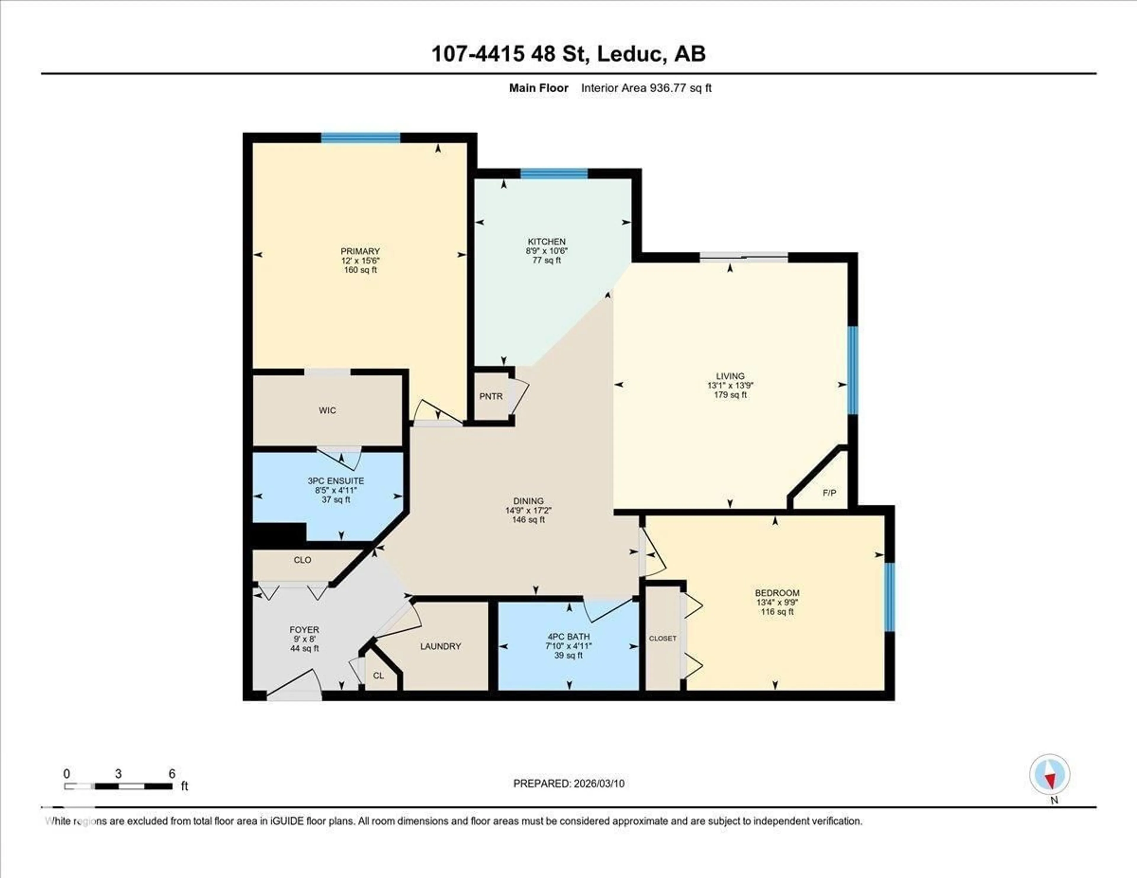 Floor plan for #107 - 4415 48 ST, Leduc Alberta T9E5Y2