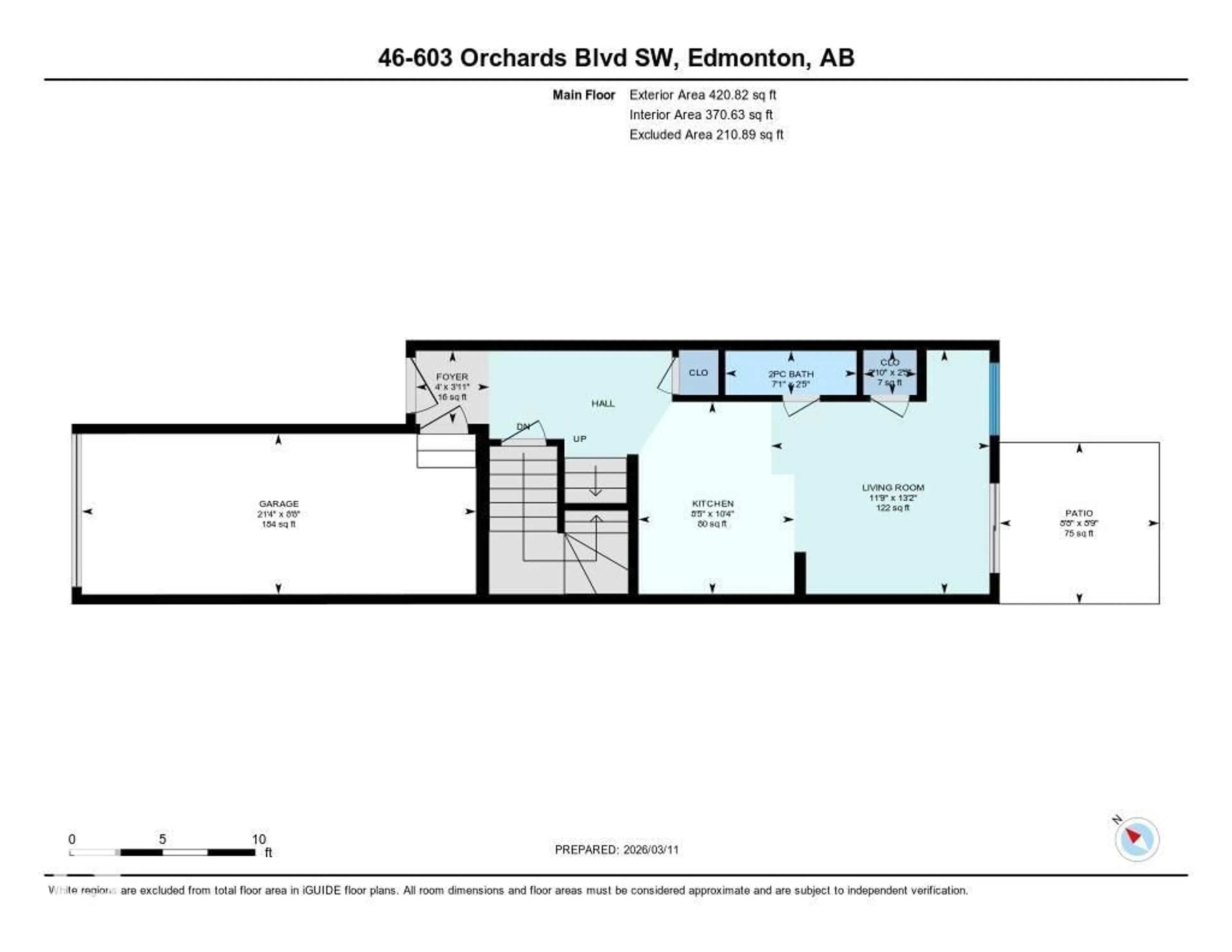 Floor plan for 603 - 46 ORCHARDS BV, Edmonton Alberta T6X2W8