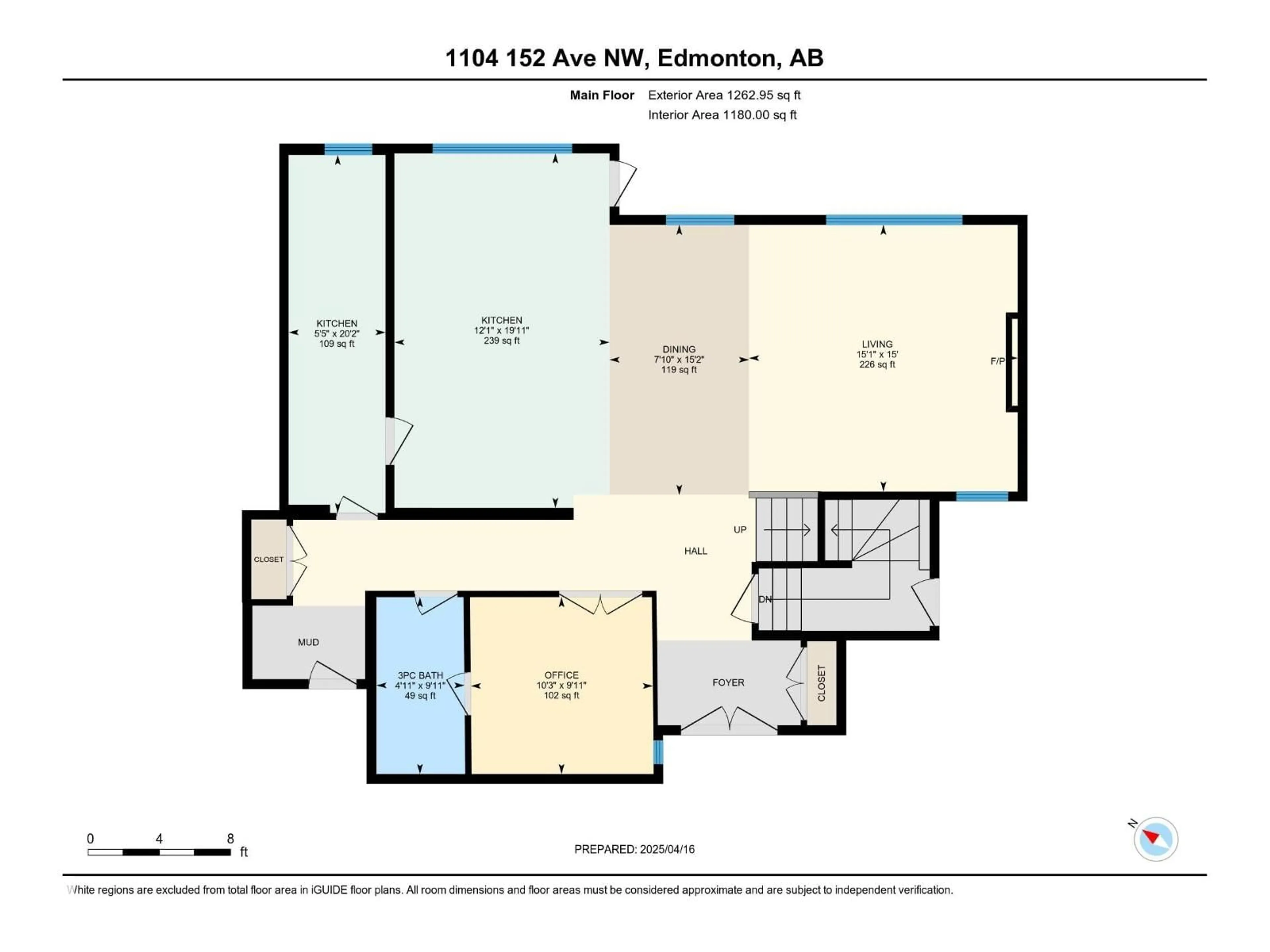 Floor plan for NW - 1104 152 AV, Edmonton Alberta T5Y4C8