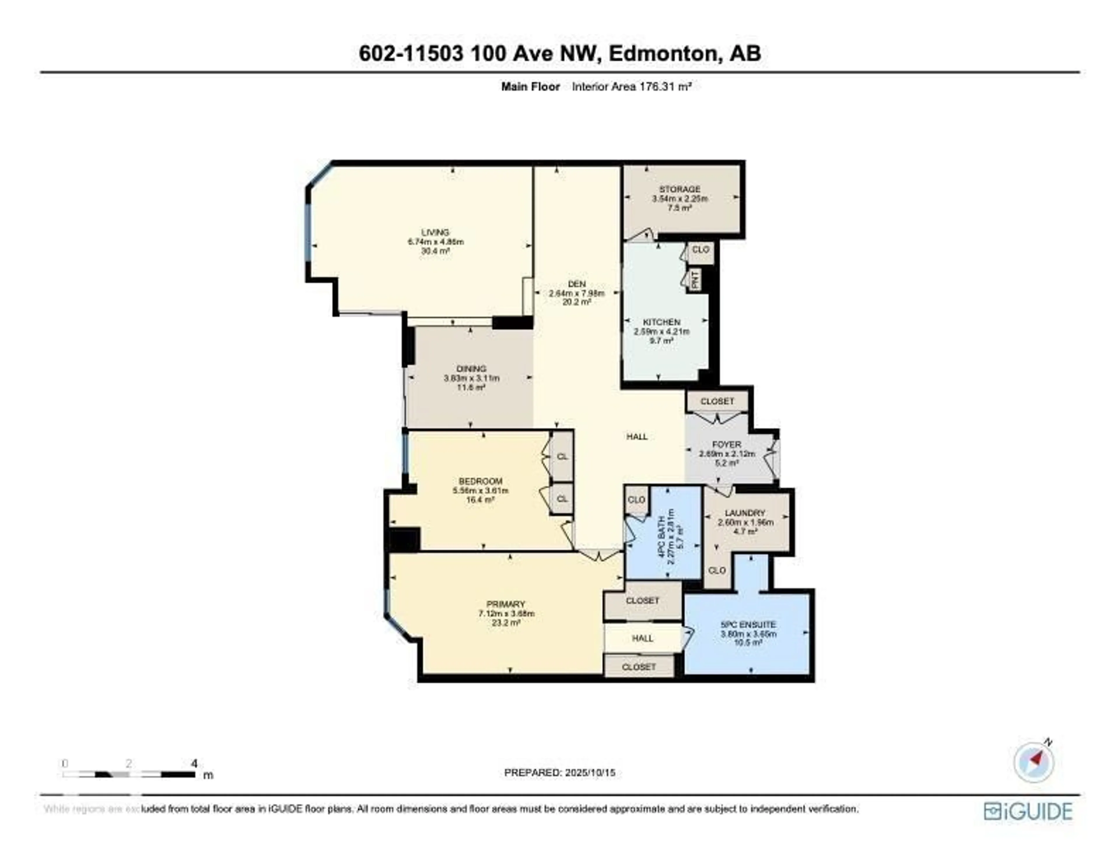 Floor plan for #602 - 11503 100 AV, Edmonton Alberta T5K2K7