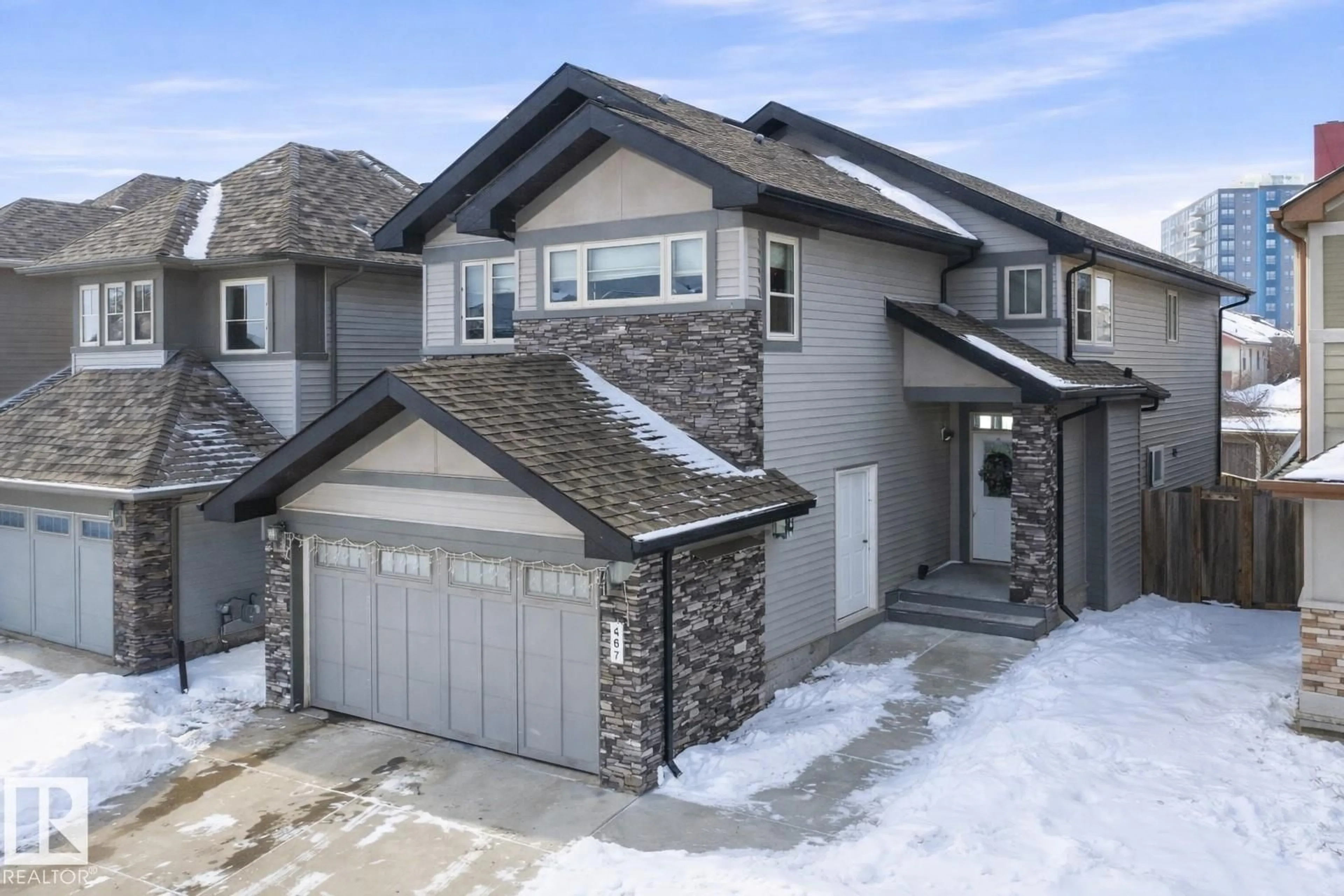A pic from outside/outdoor area/front of a property/back of a property/a pic from drone, street for 467 AINSLIE CRESCENT, Edmonton Alberta T6W0H7