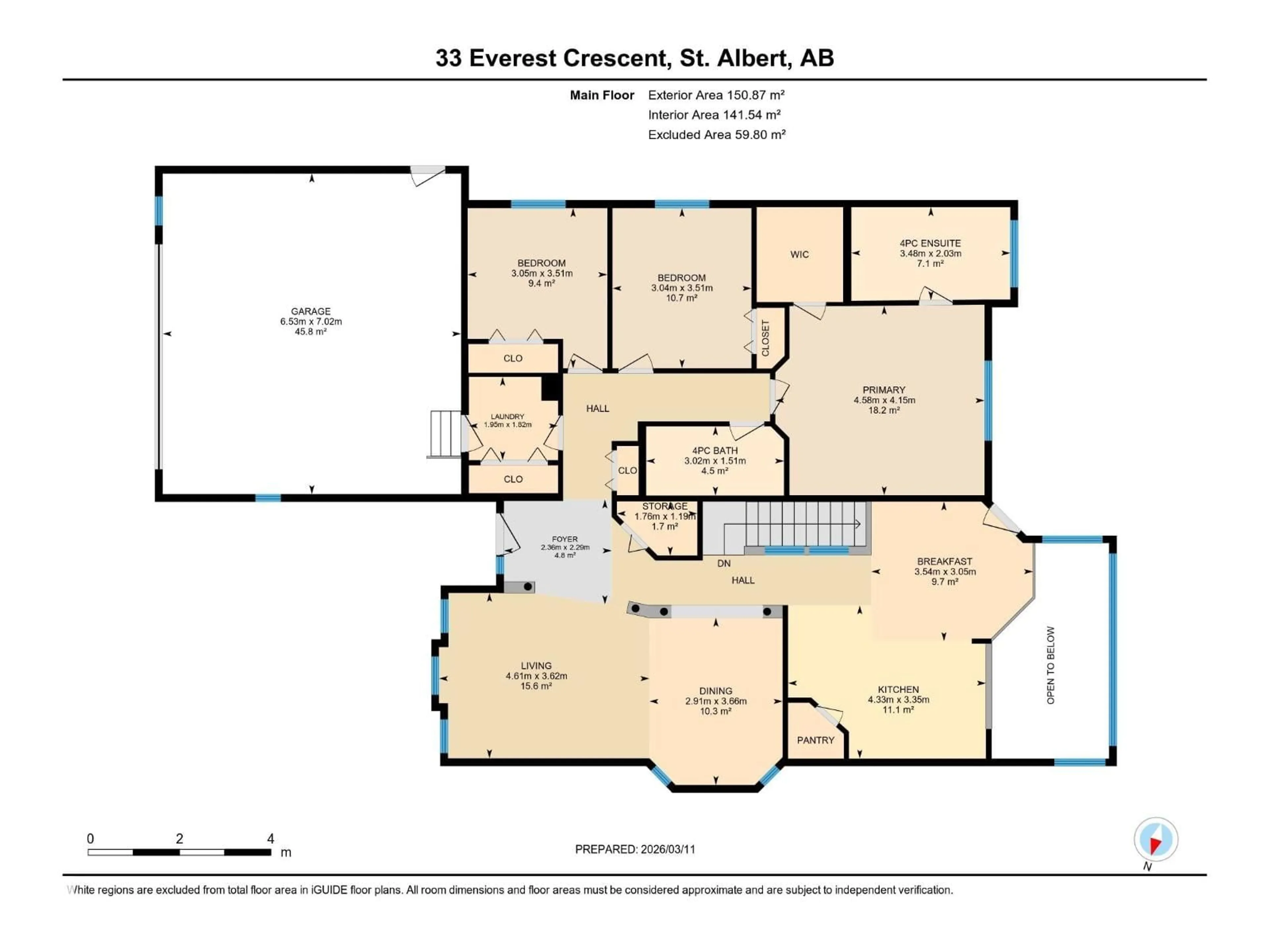 Floor plan for 33 EVEREST CR, St. Albert Alberta T8N6C3