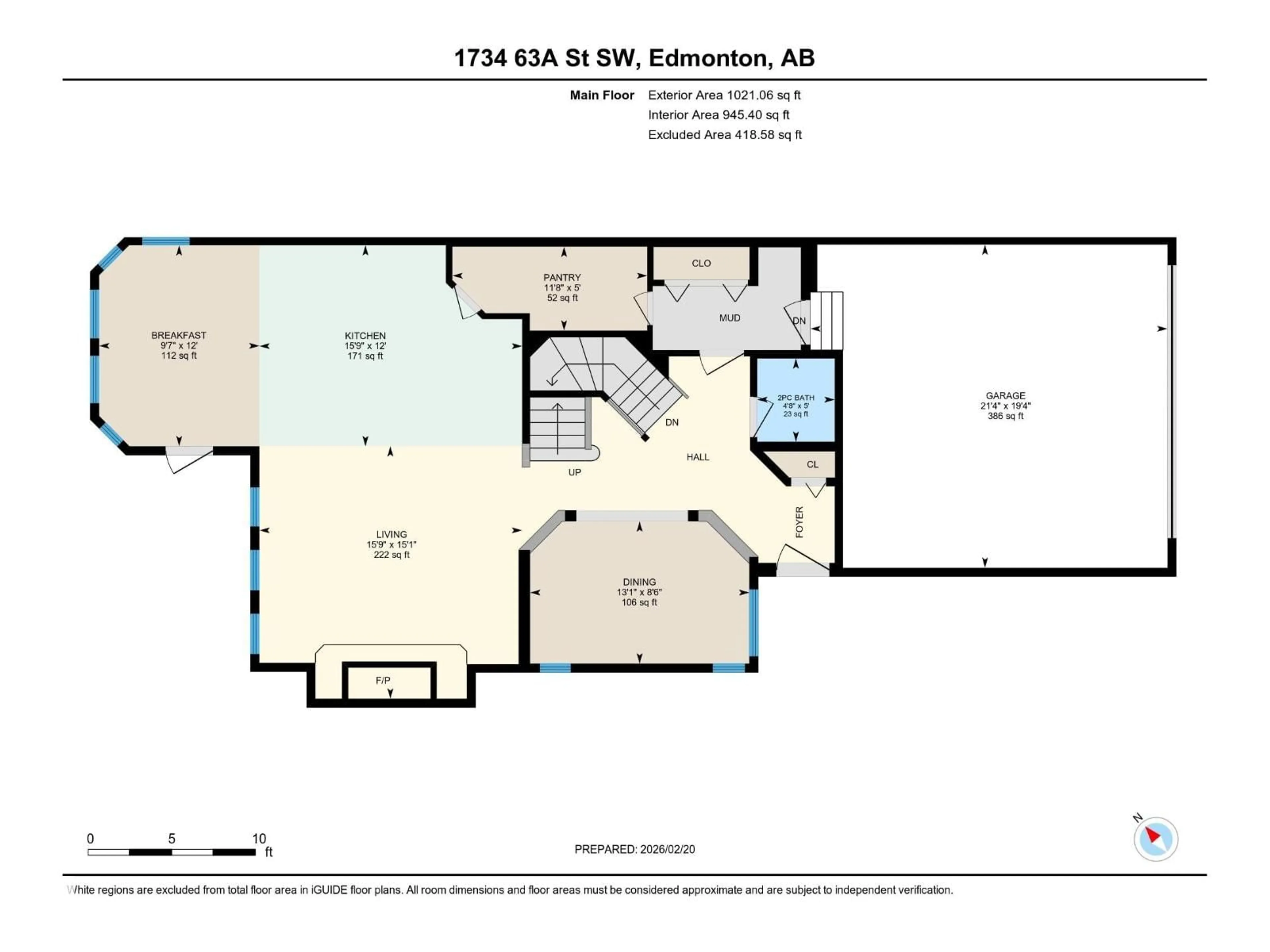 Floor plan for SW - 1734 63A ST, Edmonton Alberta T6X0R8