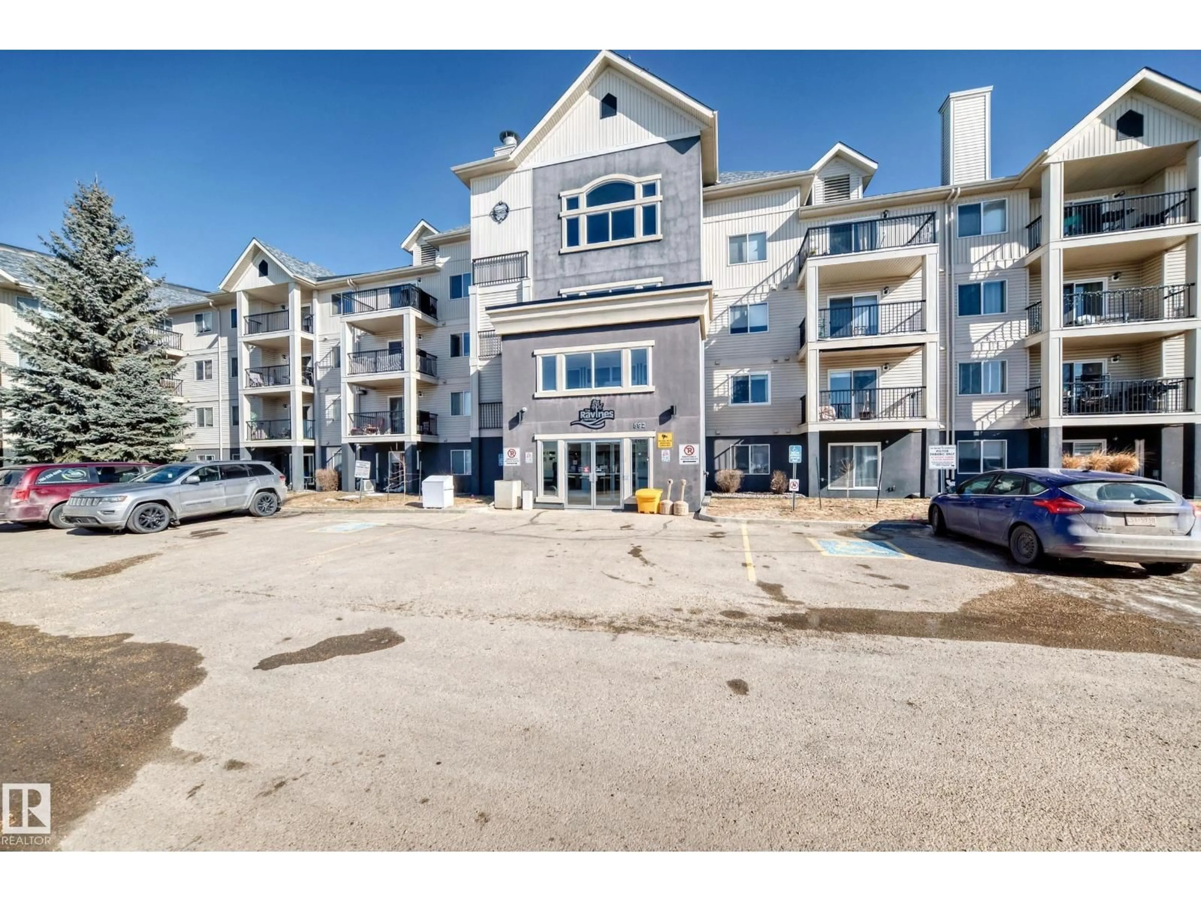 A pic from outside/outdoor area/front of a property/back of a property/a pic from drone, water/lake/river/ocean view for #218 - 592 HOOKE RD, Edmonton Alberta T5A5H2