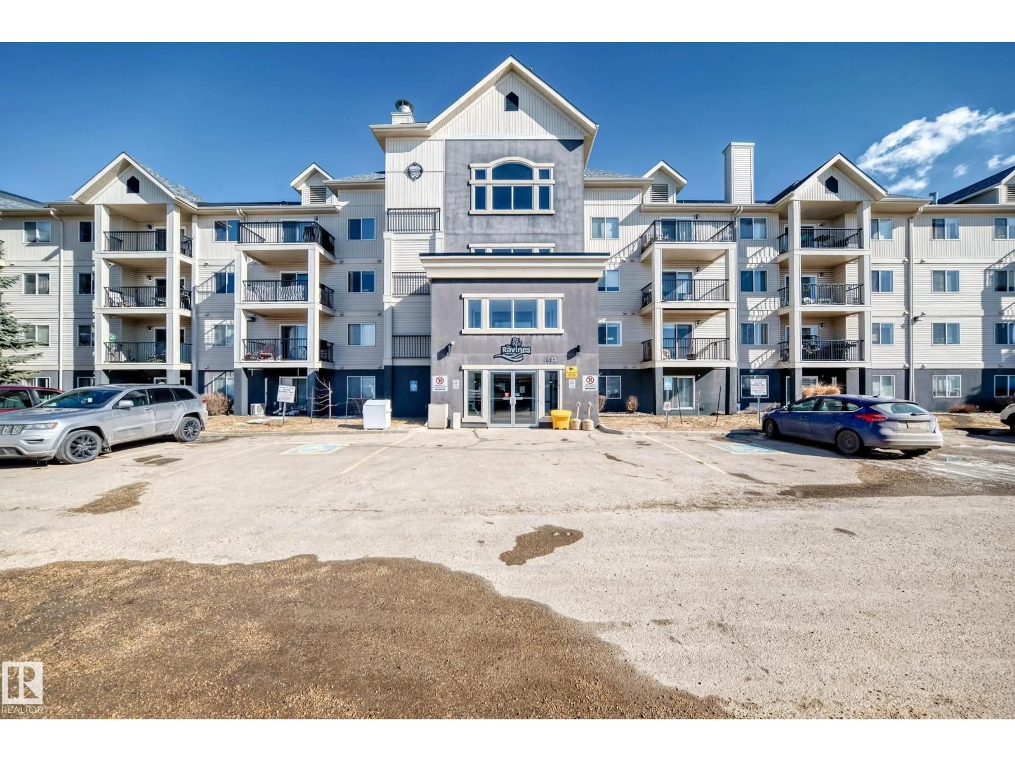 A pic from outside/outdoor area/front of a property/back of a property/a pic from drone, water/lake/river/ocean view for #218 - 592 HOOKE RD, Edmonton Alberta T5A5H2