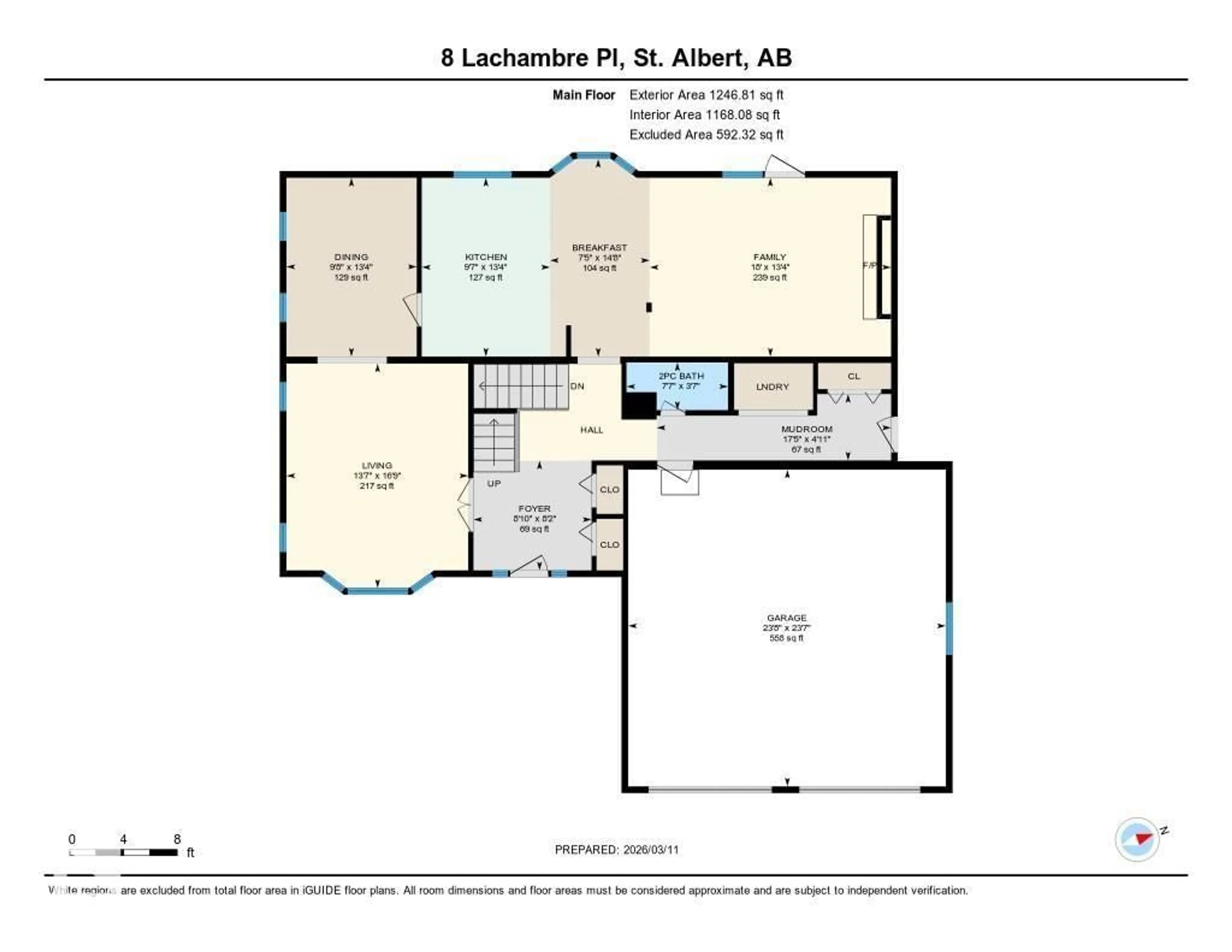 Floor plan for 8 LACHAMBRE PL, St. Albert Alberta T8N4M2