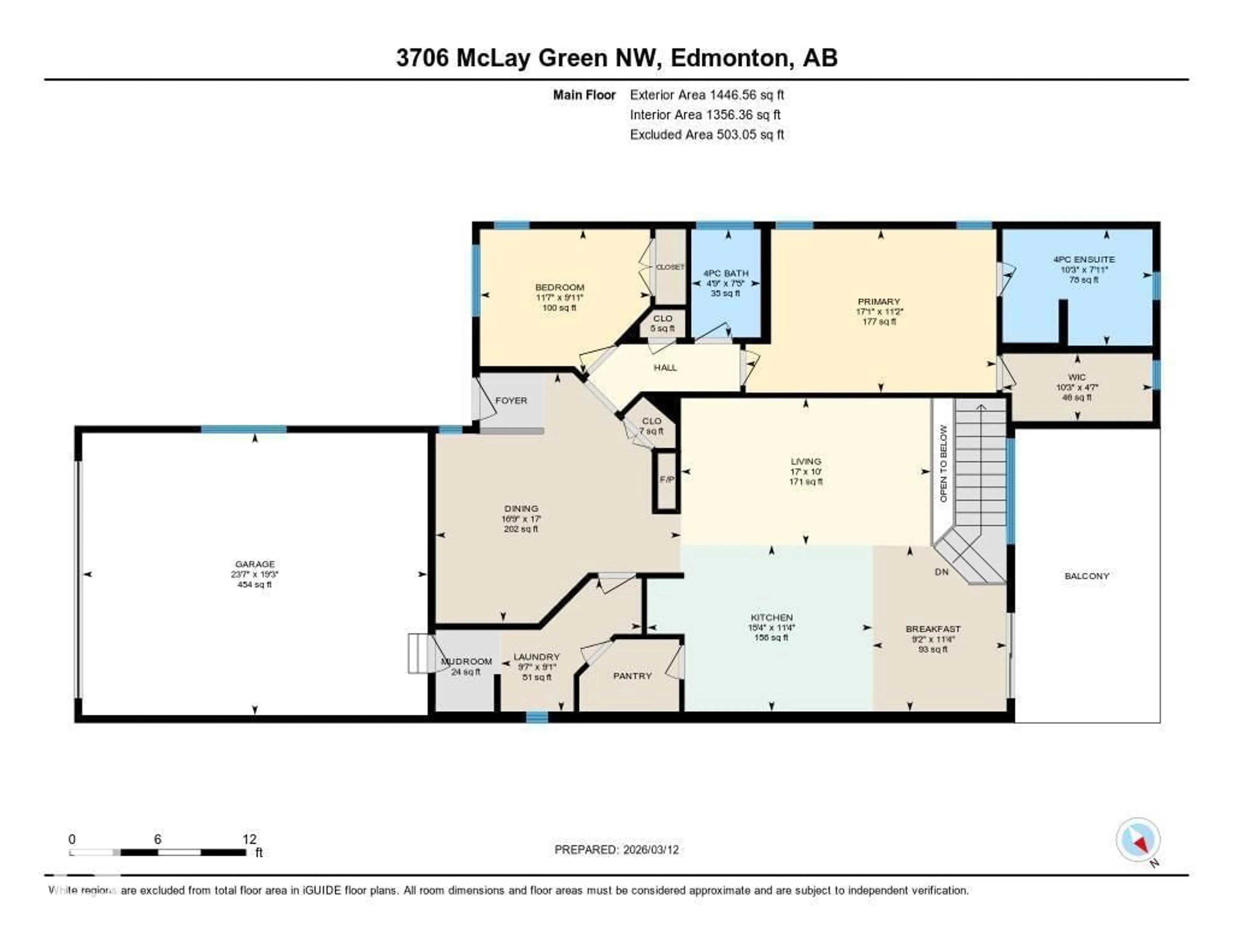 Floor plan for NW - 3706 MCLAY GREEN, Edmonton Alberta T6R0B9