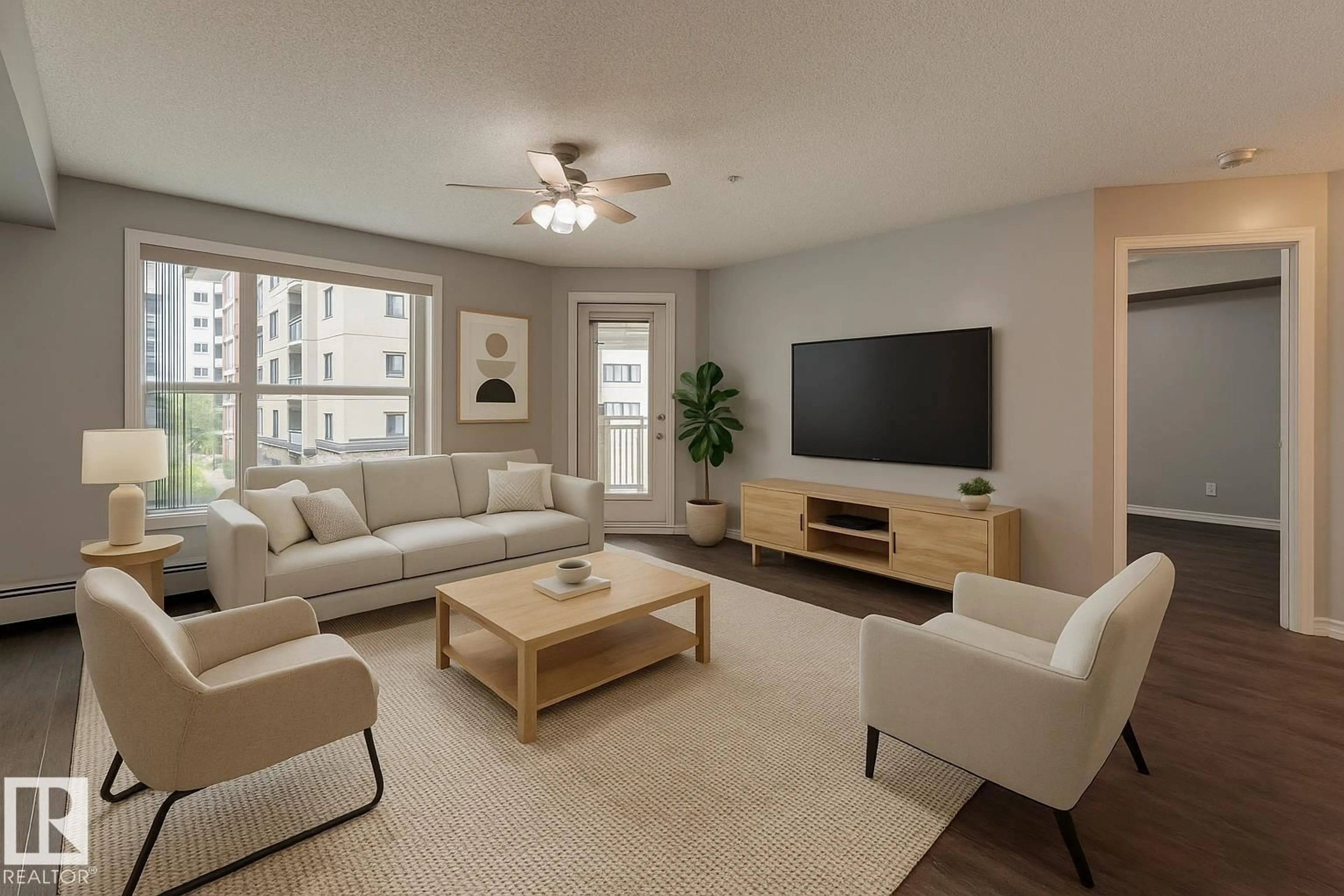 Living room with furniture, unknown for 300 - 10311 111 ST NW, Edmonton Alberta T5K2Y8