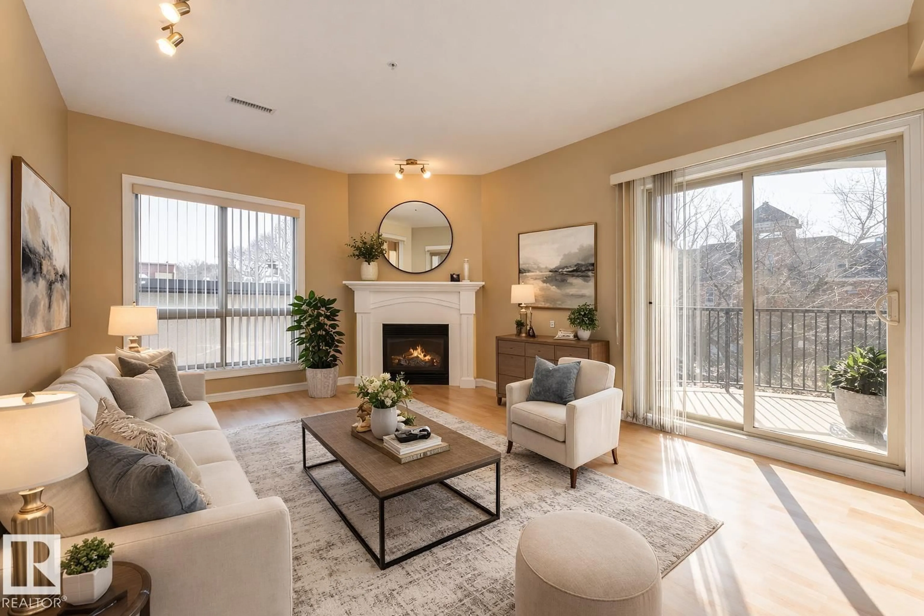 Living room with furniture, wood/laminate floor for #301 - 10630 78 AV, Edmonton Alberta T6E1P5