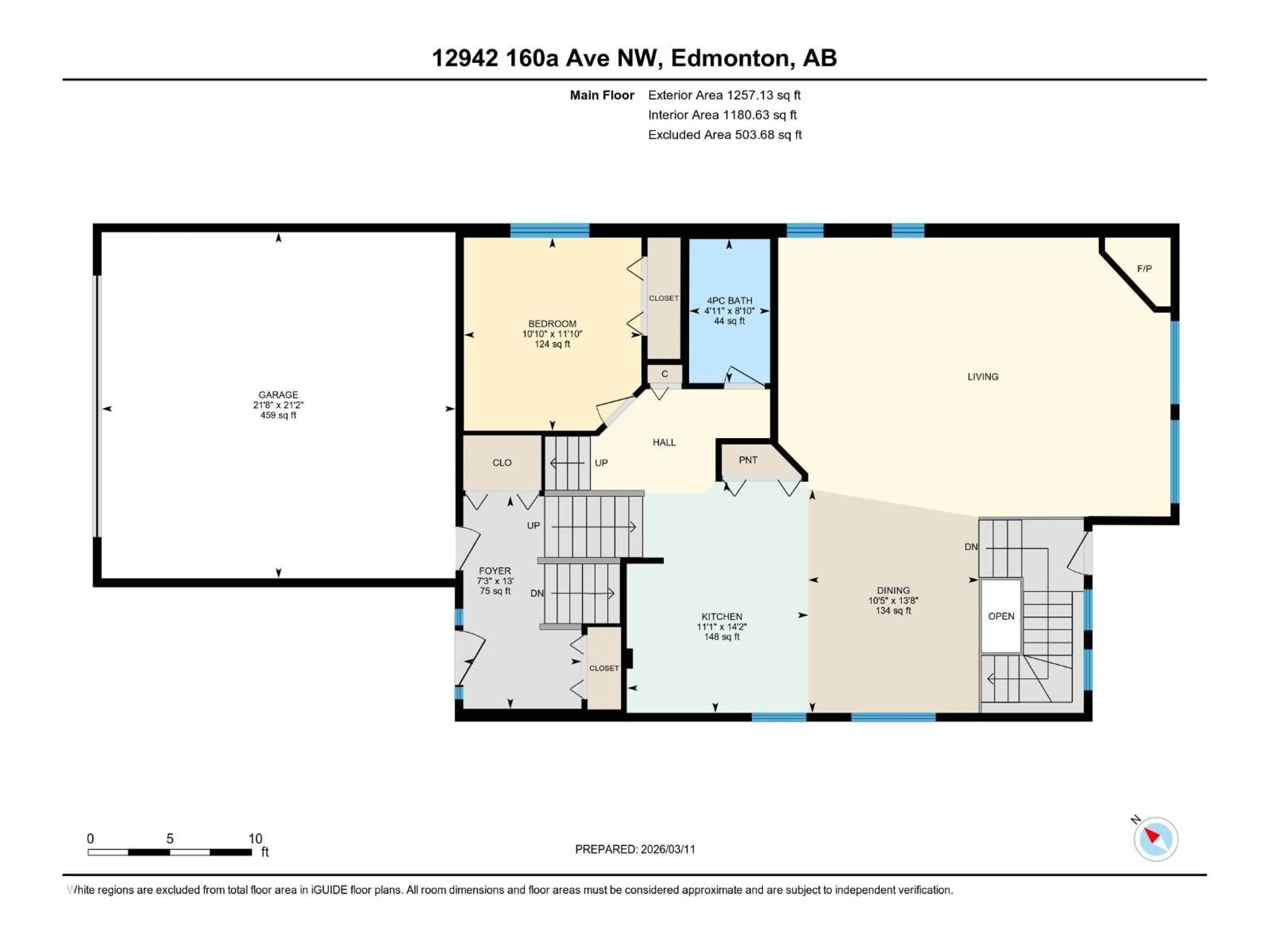 Floor plan for 12942 160A AV, Edmonton Alberta T6V1R3