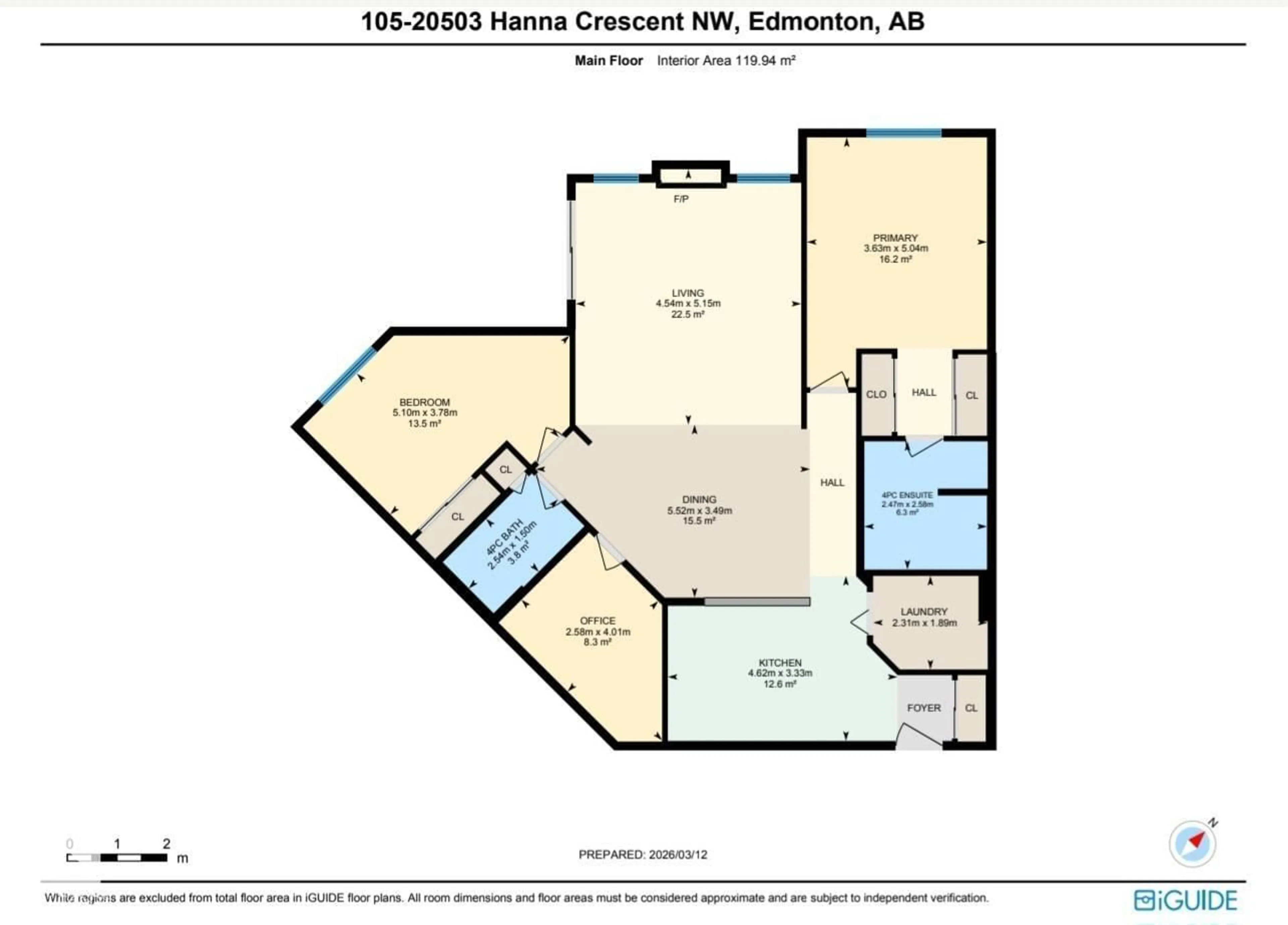 Floor plan for #105 - 2503 HANNA CR, Edmonton Alberta T6R0H1