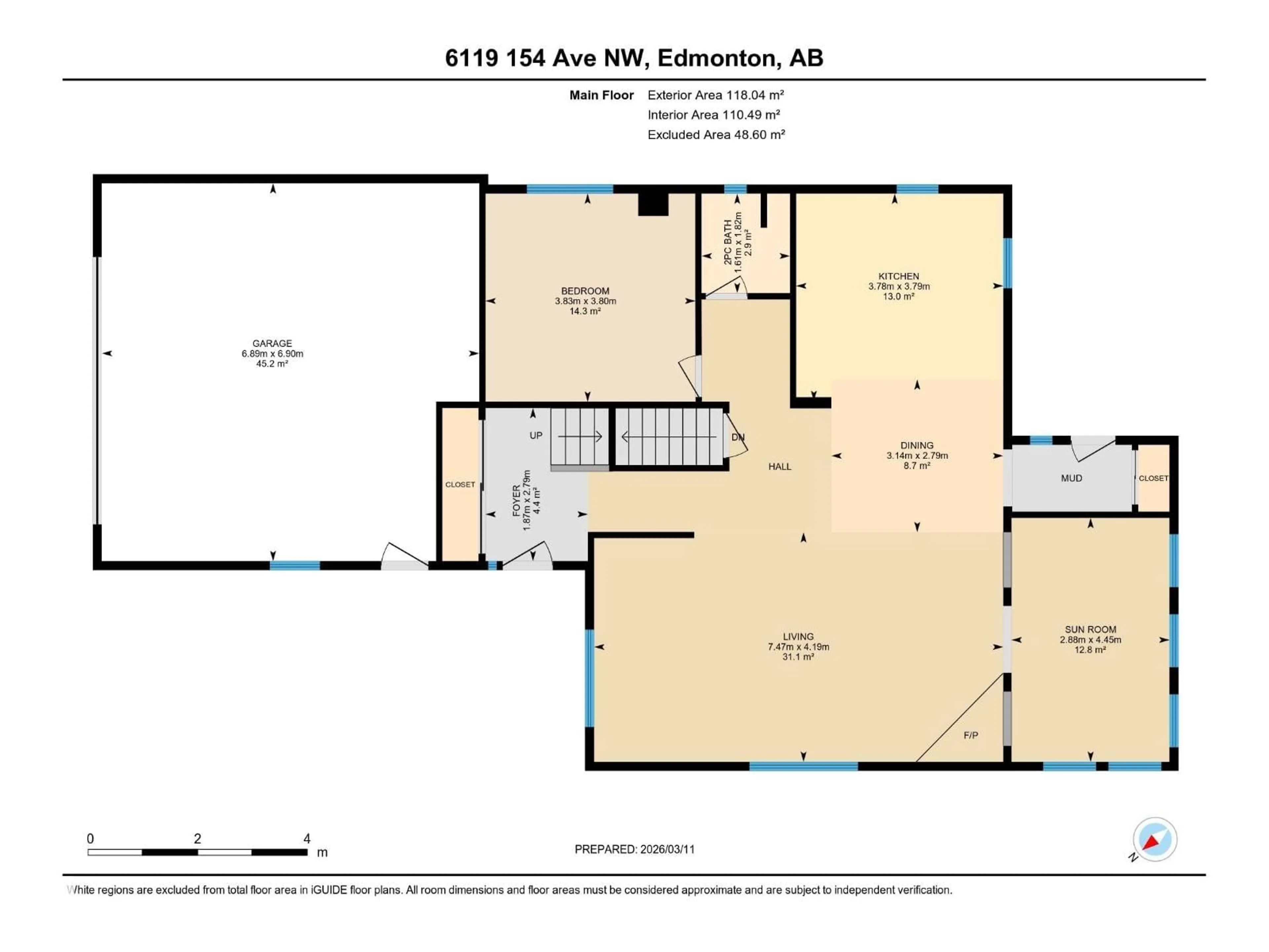 Floor plan for 6119 154 AV, Edmonton Alberta T5Y2N2