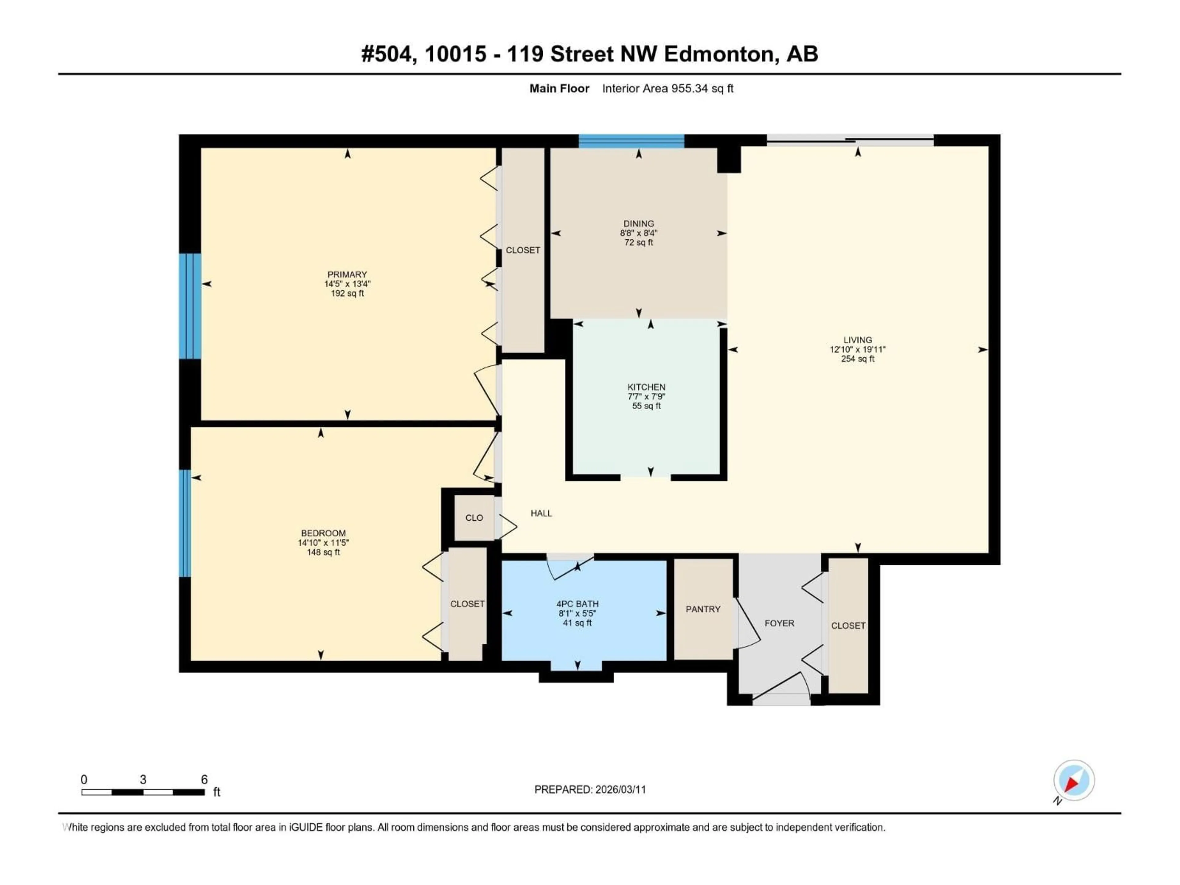 Floor plan for #504 - 10015 119 ST, Edmonton Alberta T5K1Y7