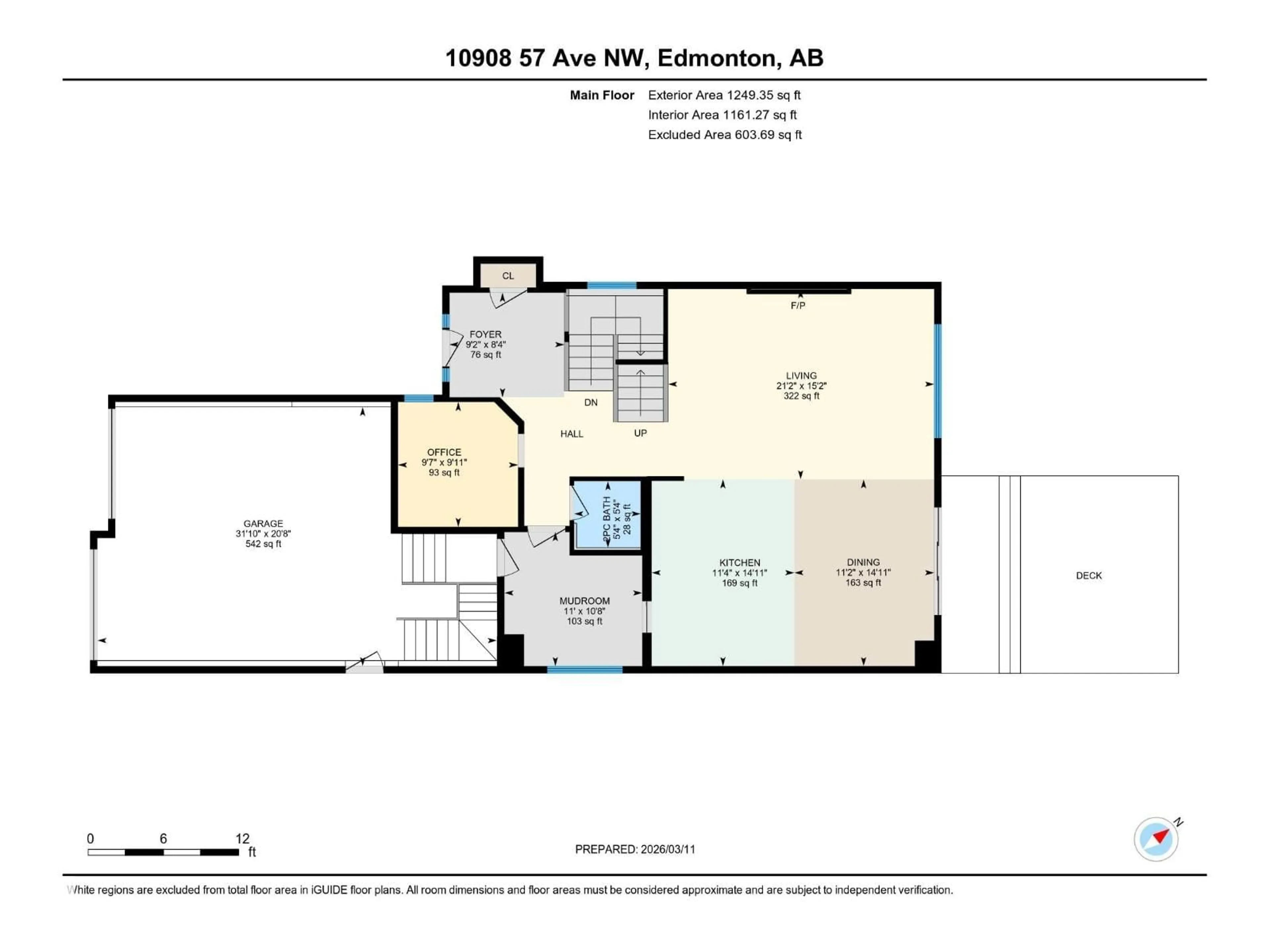 Floor plan for 10908 57 AV, Edmonton Alberta T6H0Z1