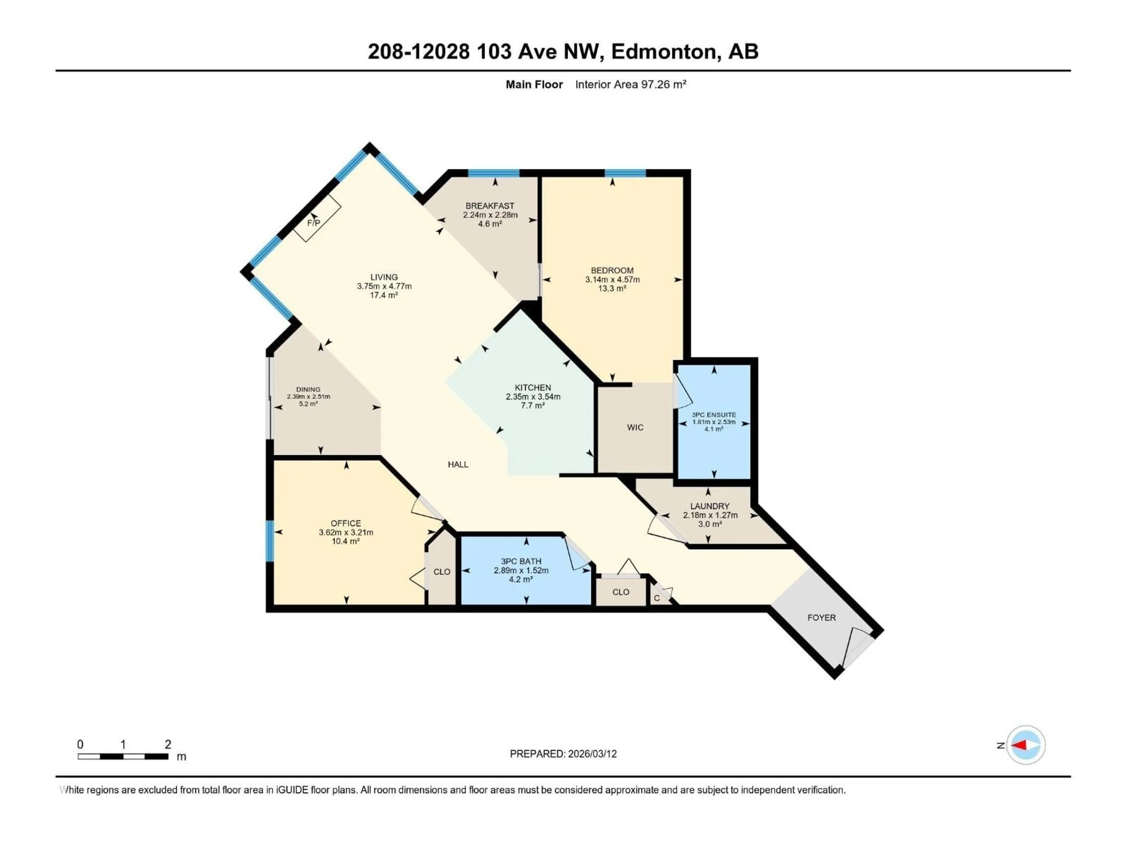 Floor plan for #208 - 12028 103 AV, Edmonton Alberta T5K2T9