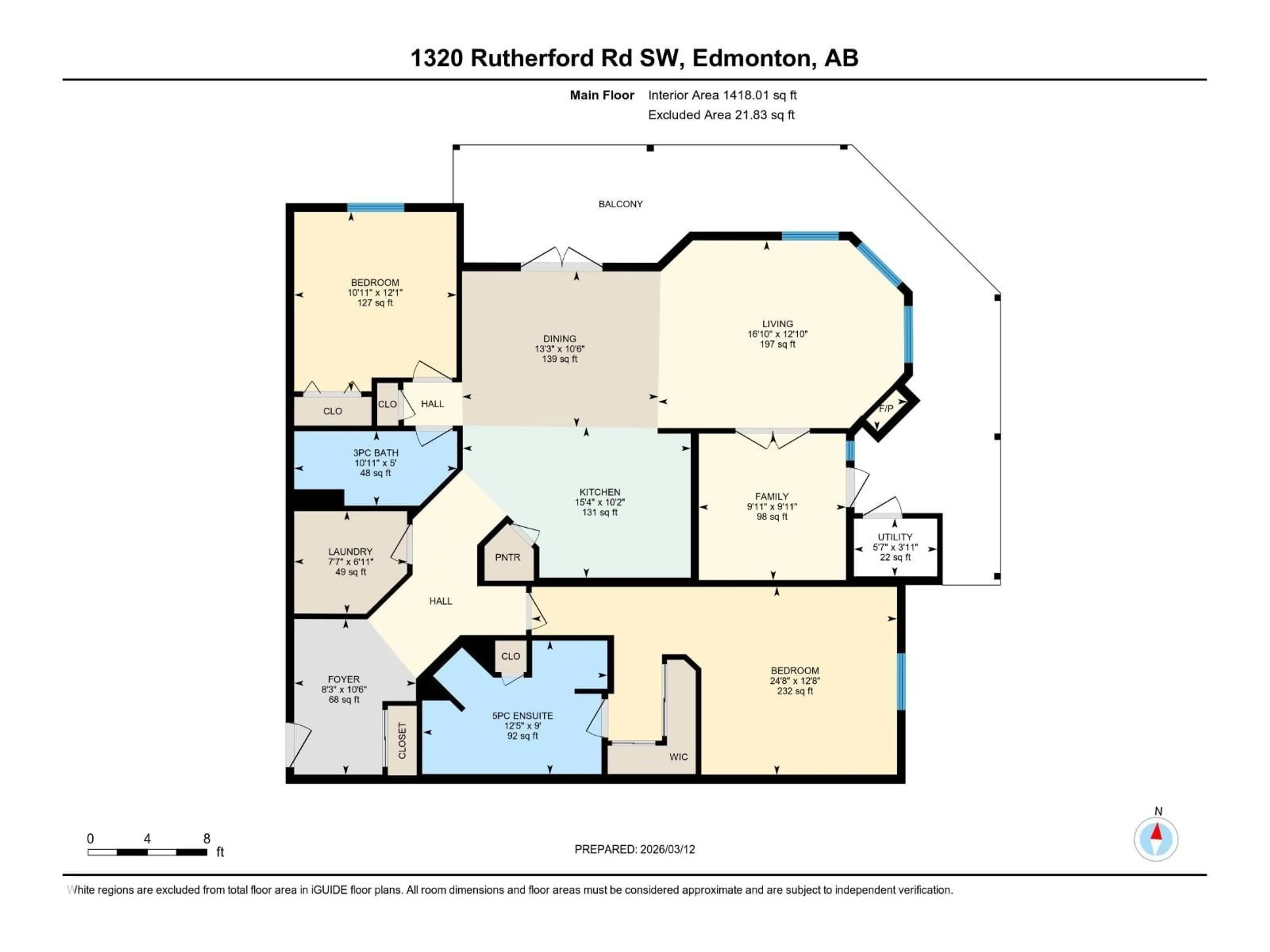 Floor plan for #208 - 1320 RUTHERFORD RD, Edmonton Alberta T6W0B6