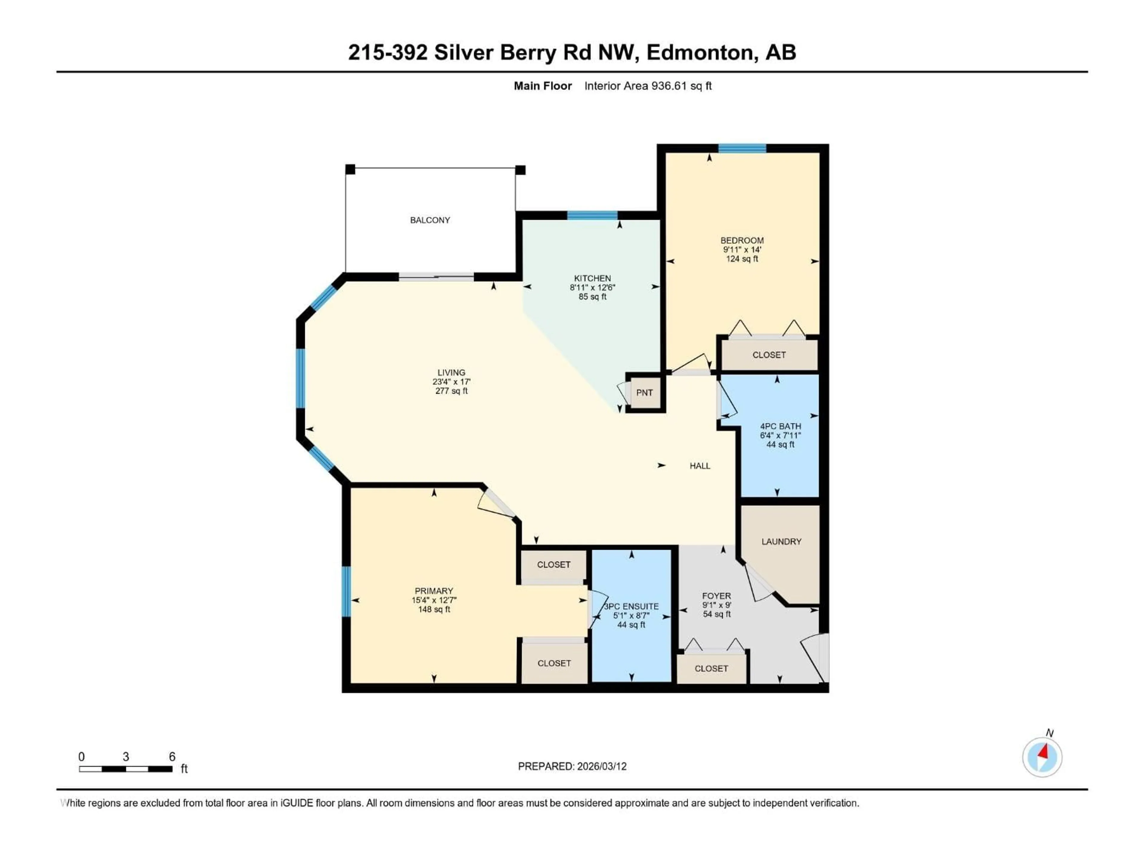 Floor plan for 392 - 215 SILVER BERRY RD, Edmonton Alberta T6T0H1