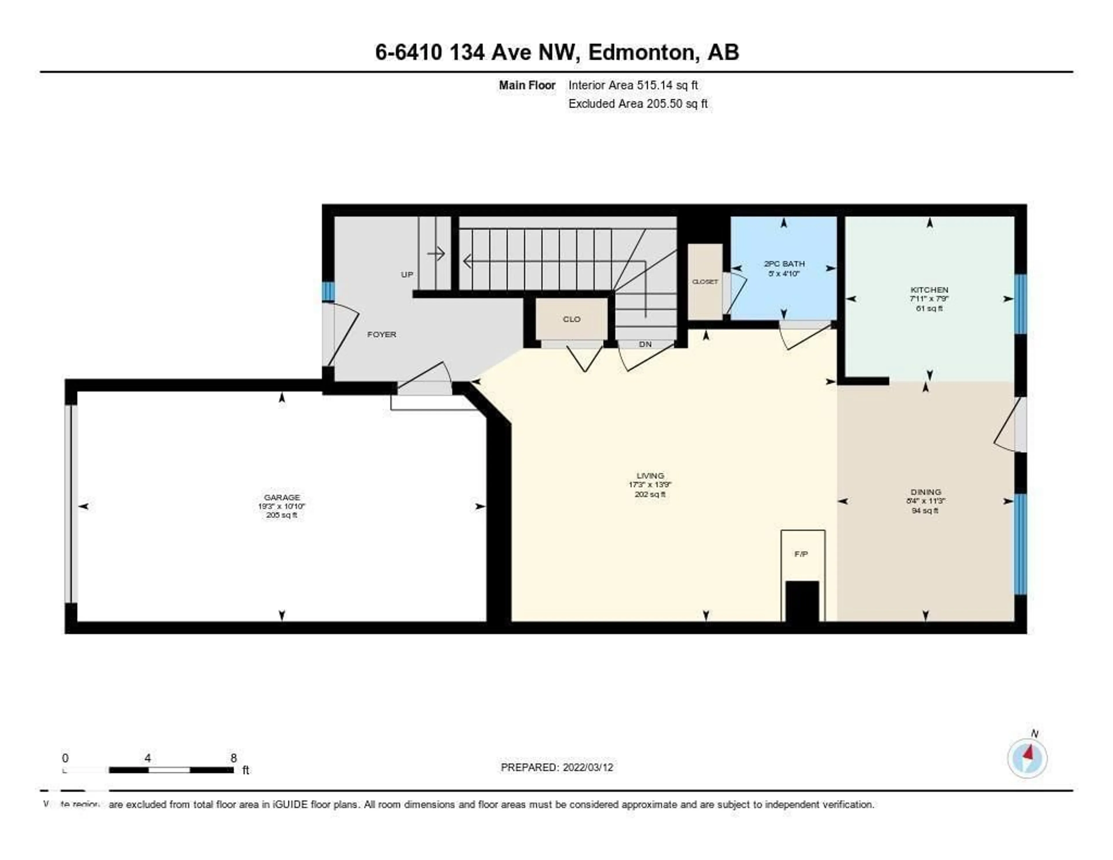 Floor plan for #6 - 6410 134 AV, Edmonton Alberta T5A0A1